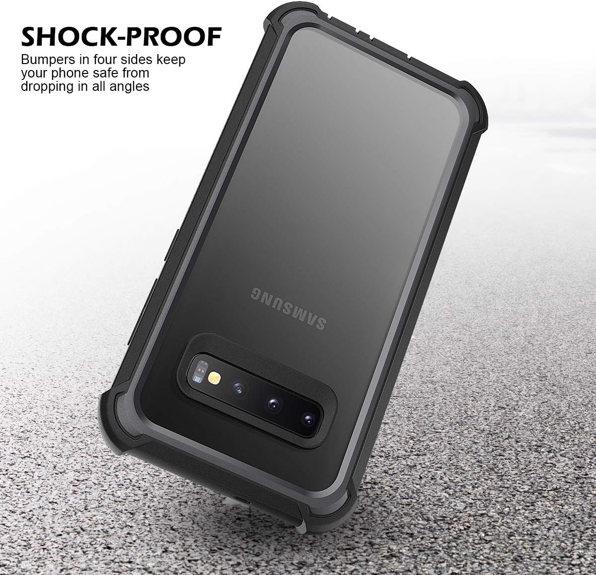 For Samsung Galaxy S10 Full Body Protection Shockproof Bumper Case - Black - Image 5