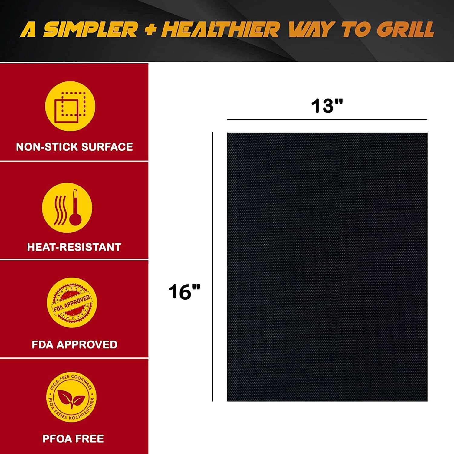 BBQ Grill Mat Set of 6+1, Reusable Non-Stick BBQ Mat, Heat Resistant - Image 3