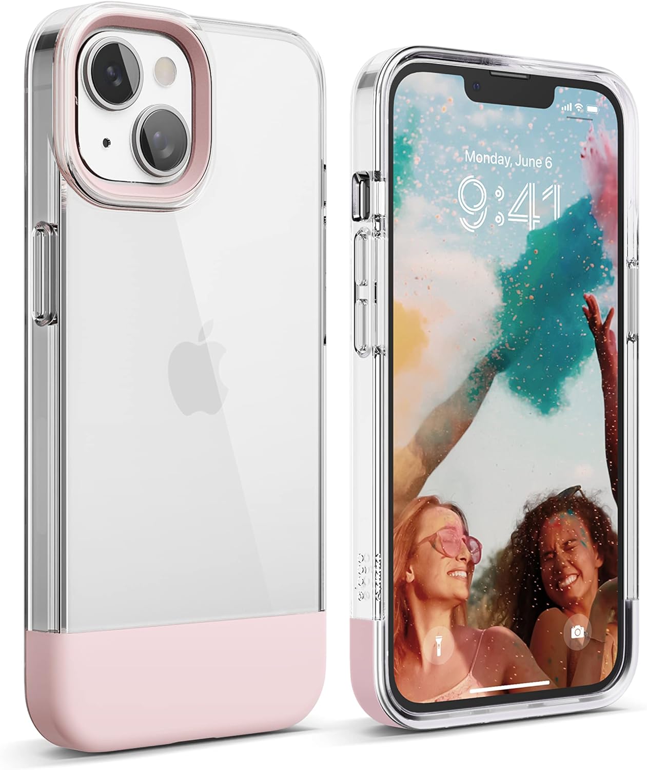 For iPhone 14 (6.1"), Protective TPU Shockproof Case (Clear/Lovely Pink)