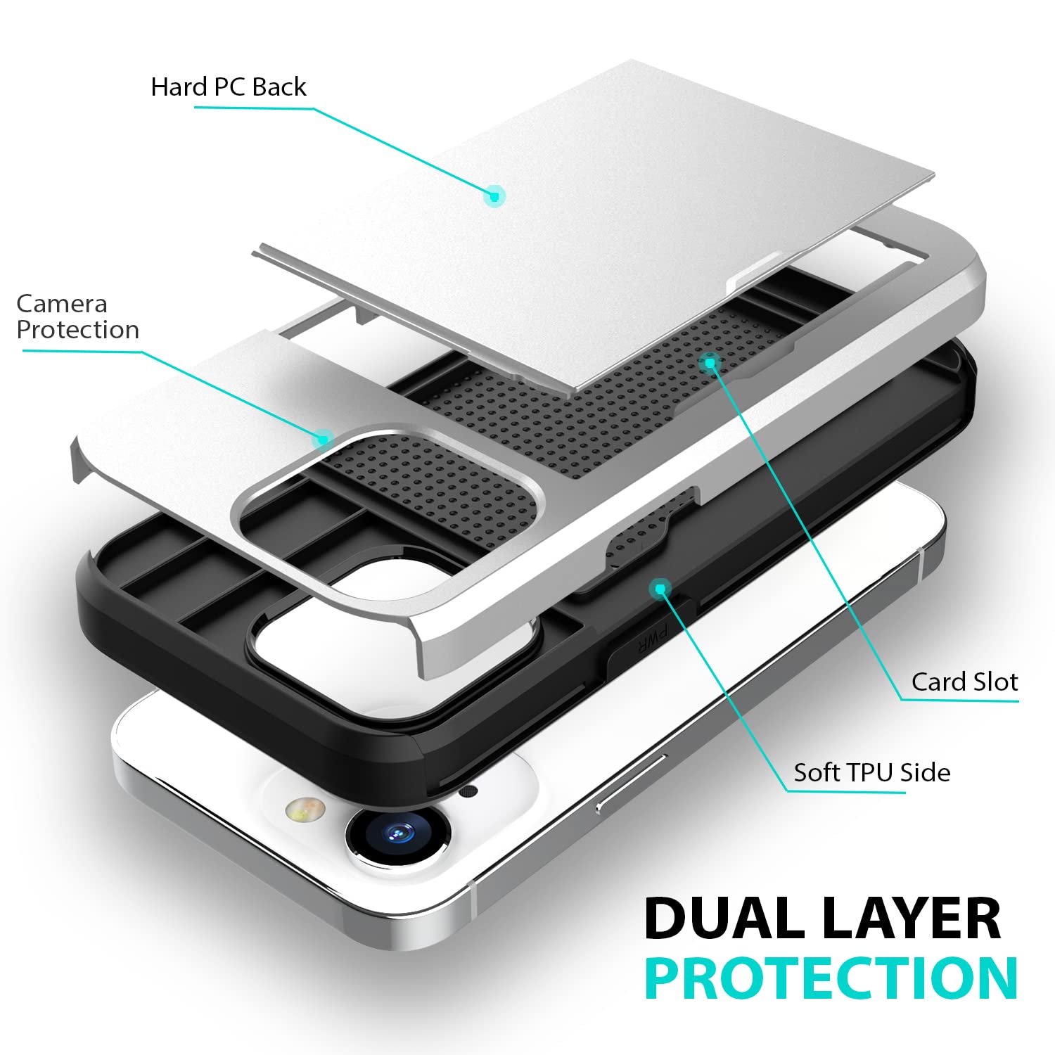 For iPhone 15 Pro Max (2023) Protective Shockproof Hard Back Cover - Silver - Image 2