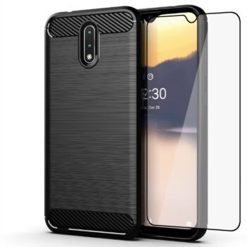For Nokia 2.3 Slim Thin Soft TPU Rugged Case w Tempered Glass Screen Protector