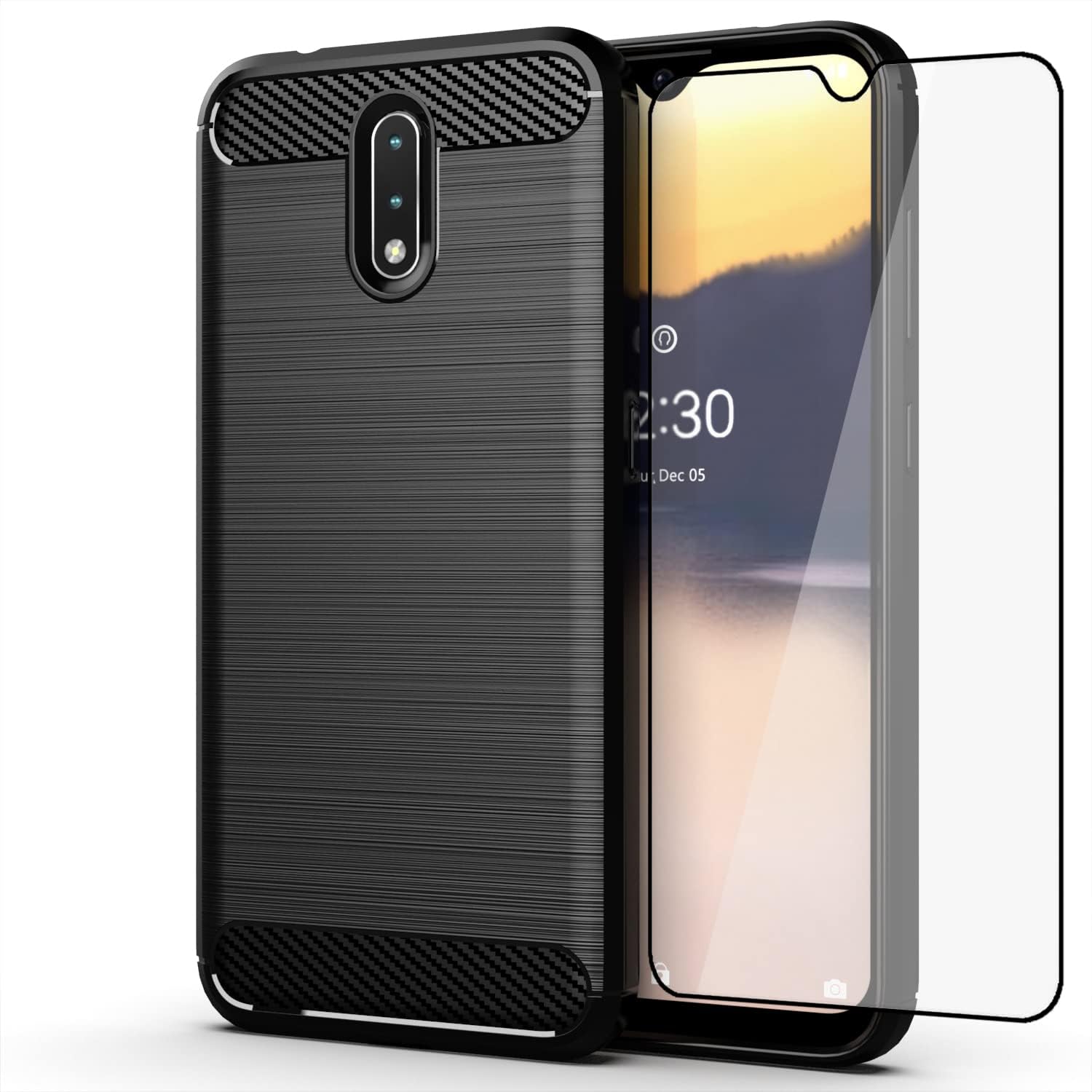 For Nokia 2.3 Slim Thin Soft TPU Rugged Case w Tempered Glass Screen Protector