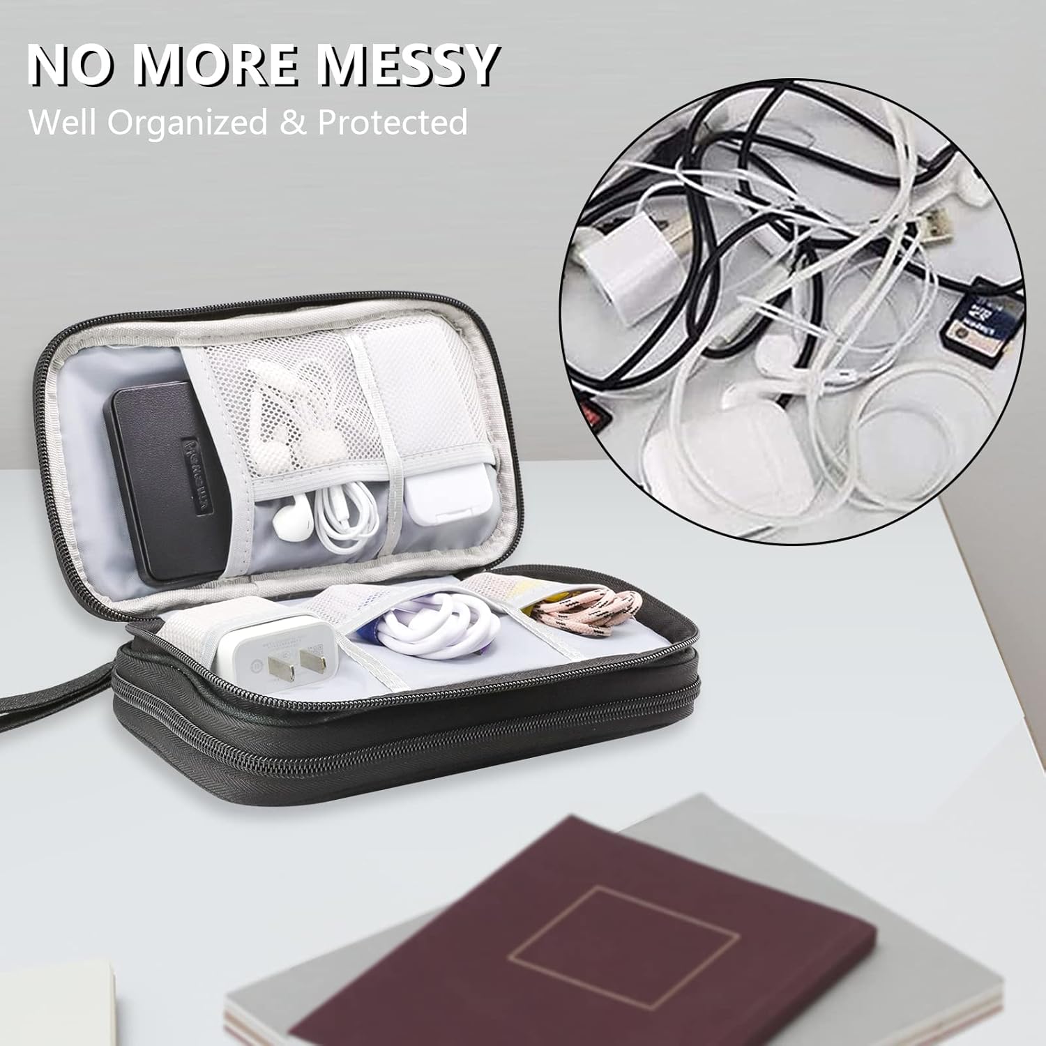 Cable Organizer Bag, Portable Travel cord organizer case, All in One Waterproof - Image 2