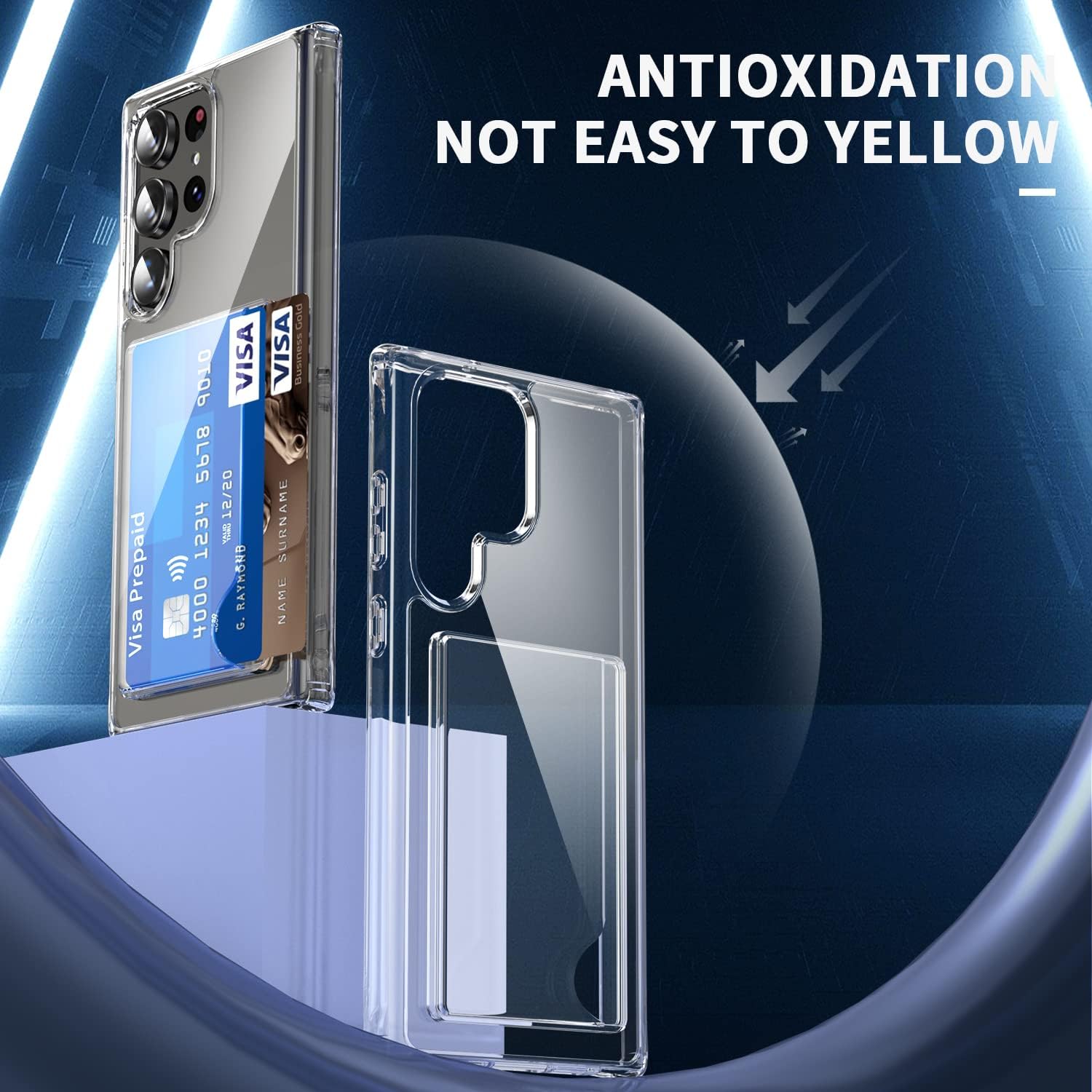 S22 Ultra Case Shockproof Slim Card Holder Protection Case - Clear - Image 4