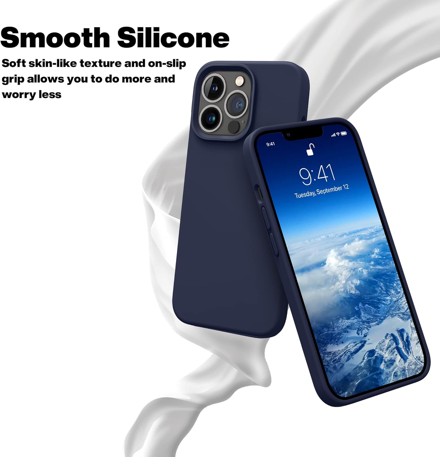 iPhone 13 Pro Max, Silicone Shockproof Slim Thin Phone Case (Midnight Blue) - Image 2
