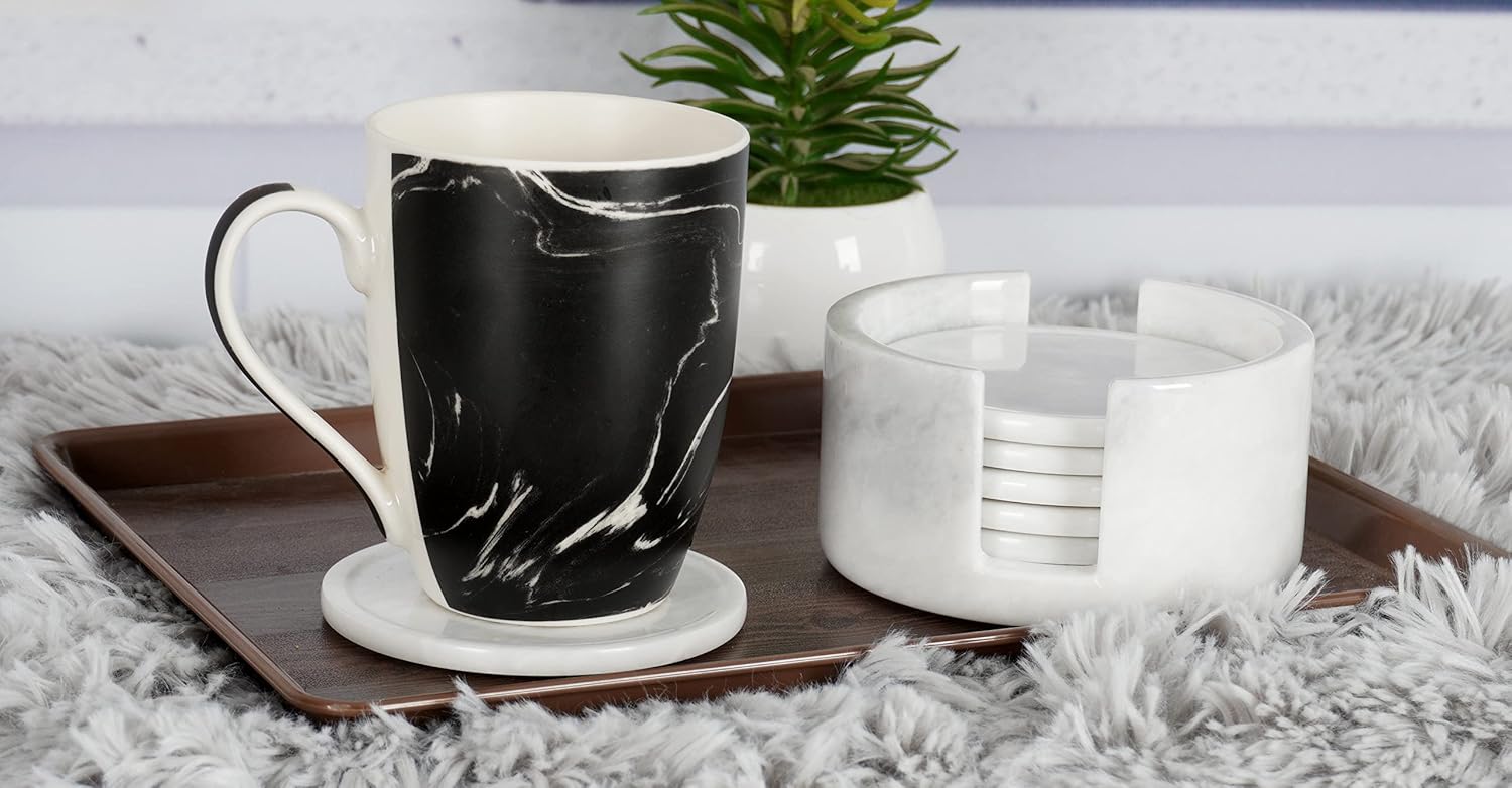 Coaster Set Handmade Marble 3.5 Inches Coasters Set - Kitchen Caddy - Image 5