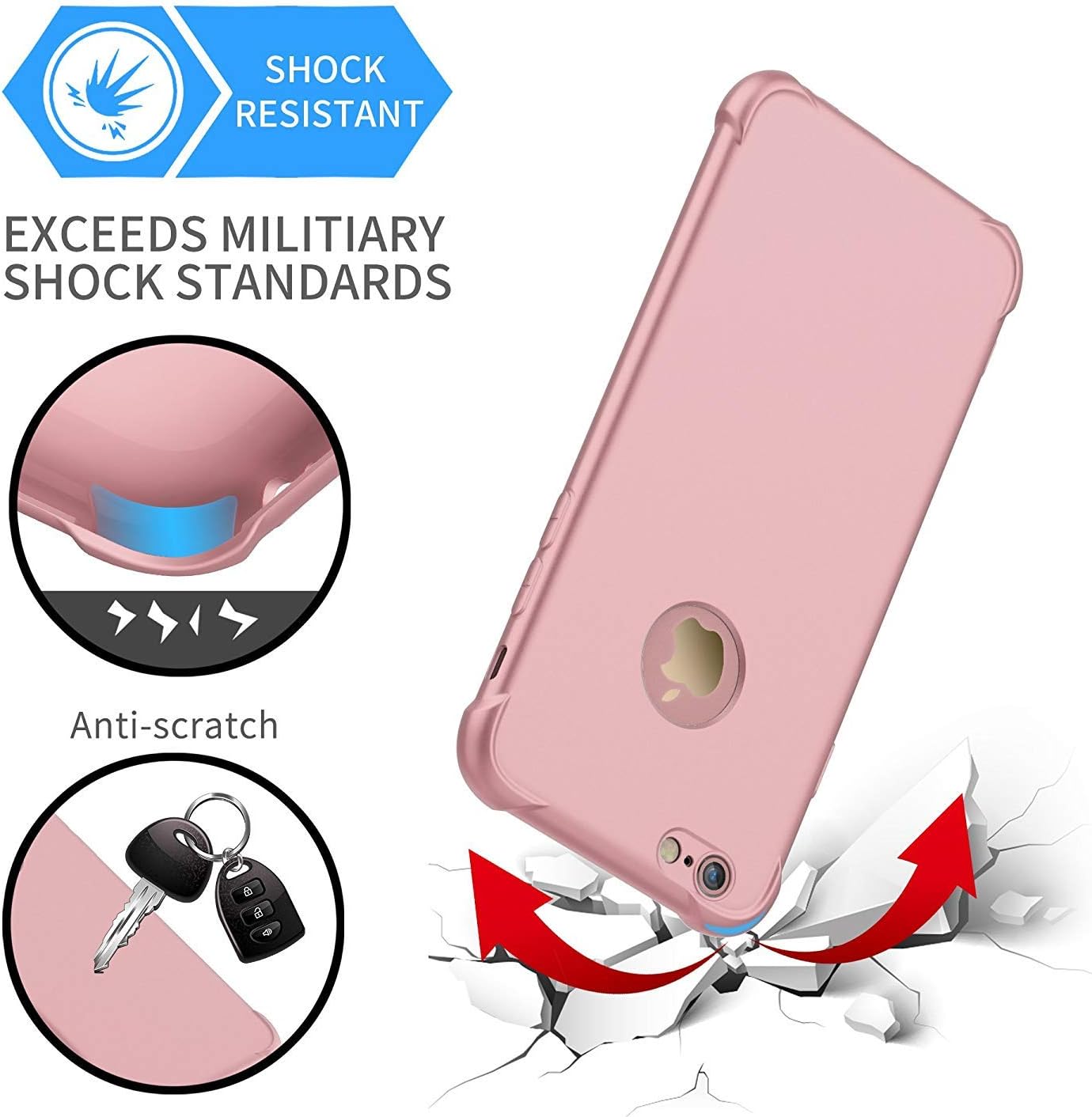 For iPhone 6 Plus Shockproof Ultra Thin Anti Scratch Silicone Case - Rosegold - Image 3