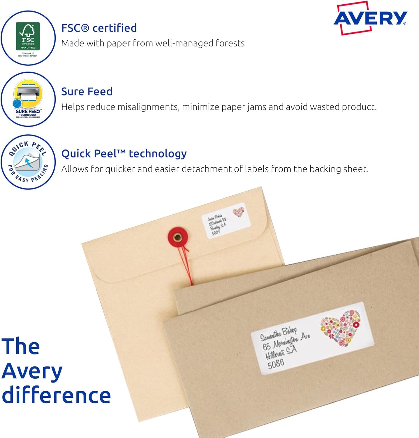 Avery Shipping & Address Labels - White, 99.1 x 38.1mm, 1400 Labels / 100 Sheets - Image 4