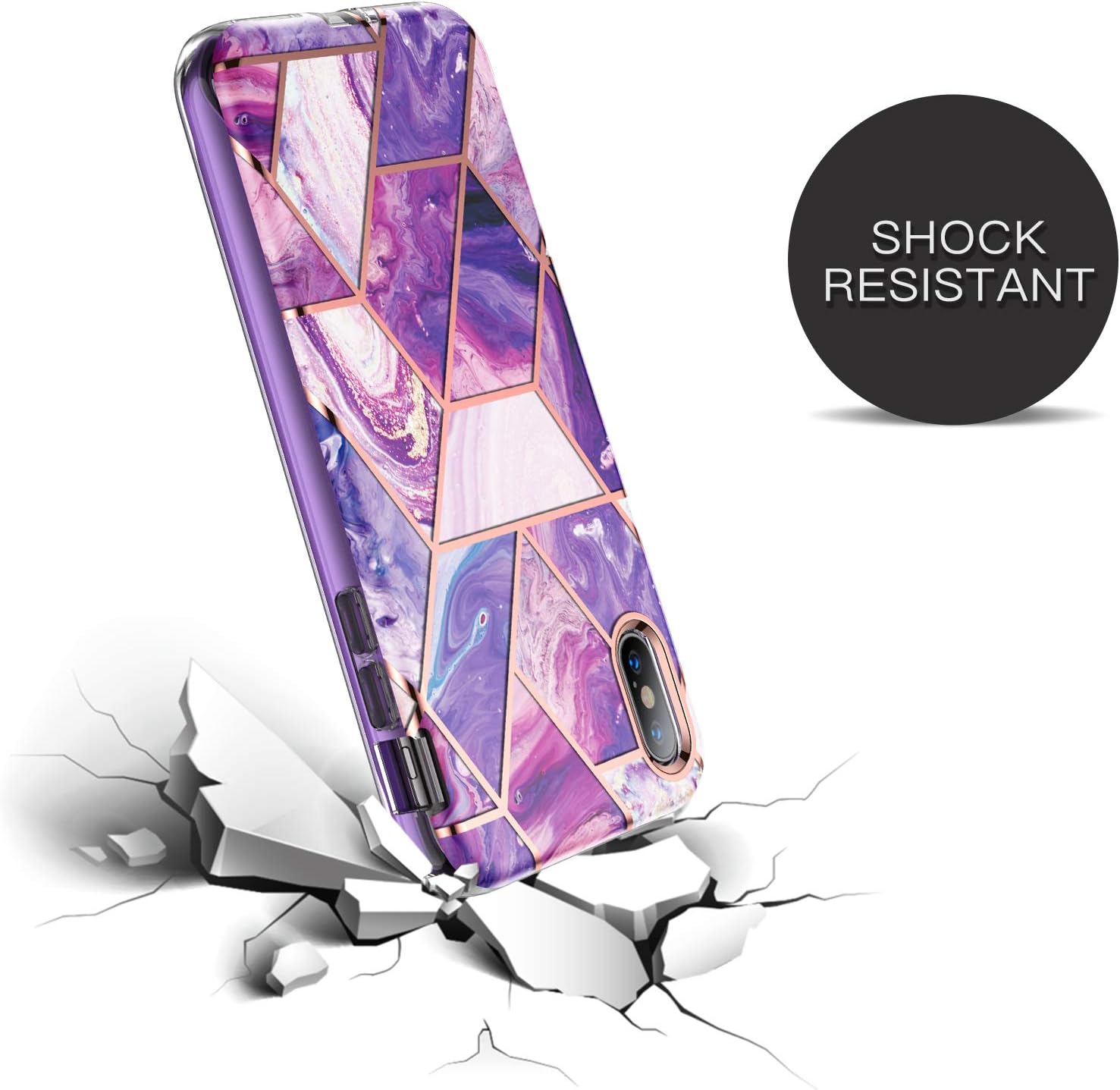 iPhone Xs Hybrid Luxury Cute Marble Shockproof Full Body Heavy Duty Slim Case - Image 5