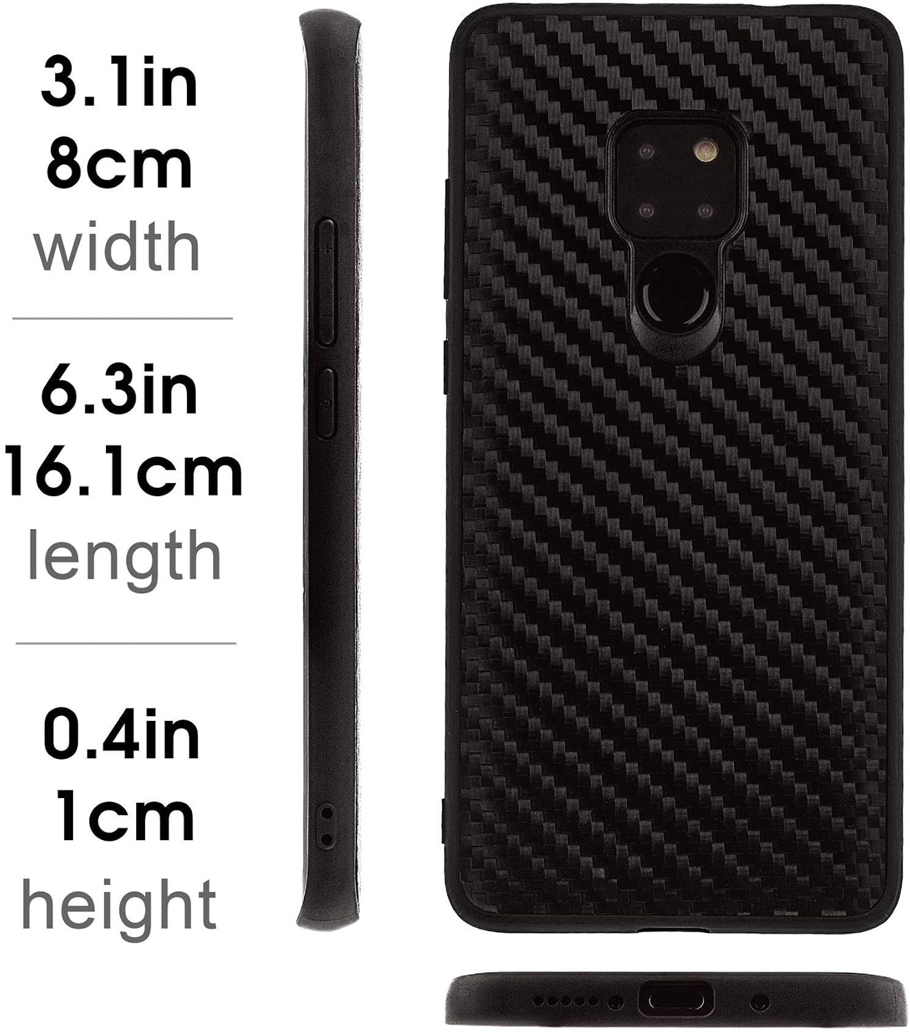 Carbon Texture Plastic Case Compatible with Huawei Mate 20 - Black - Image 2