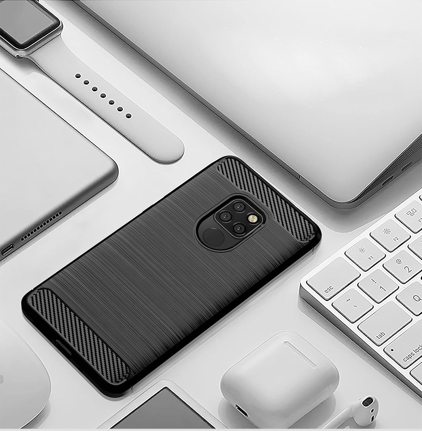 For Huawei Mate 20 Slim Thin Case w Tempered Glass Screen Protector - Black - Image 7