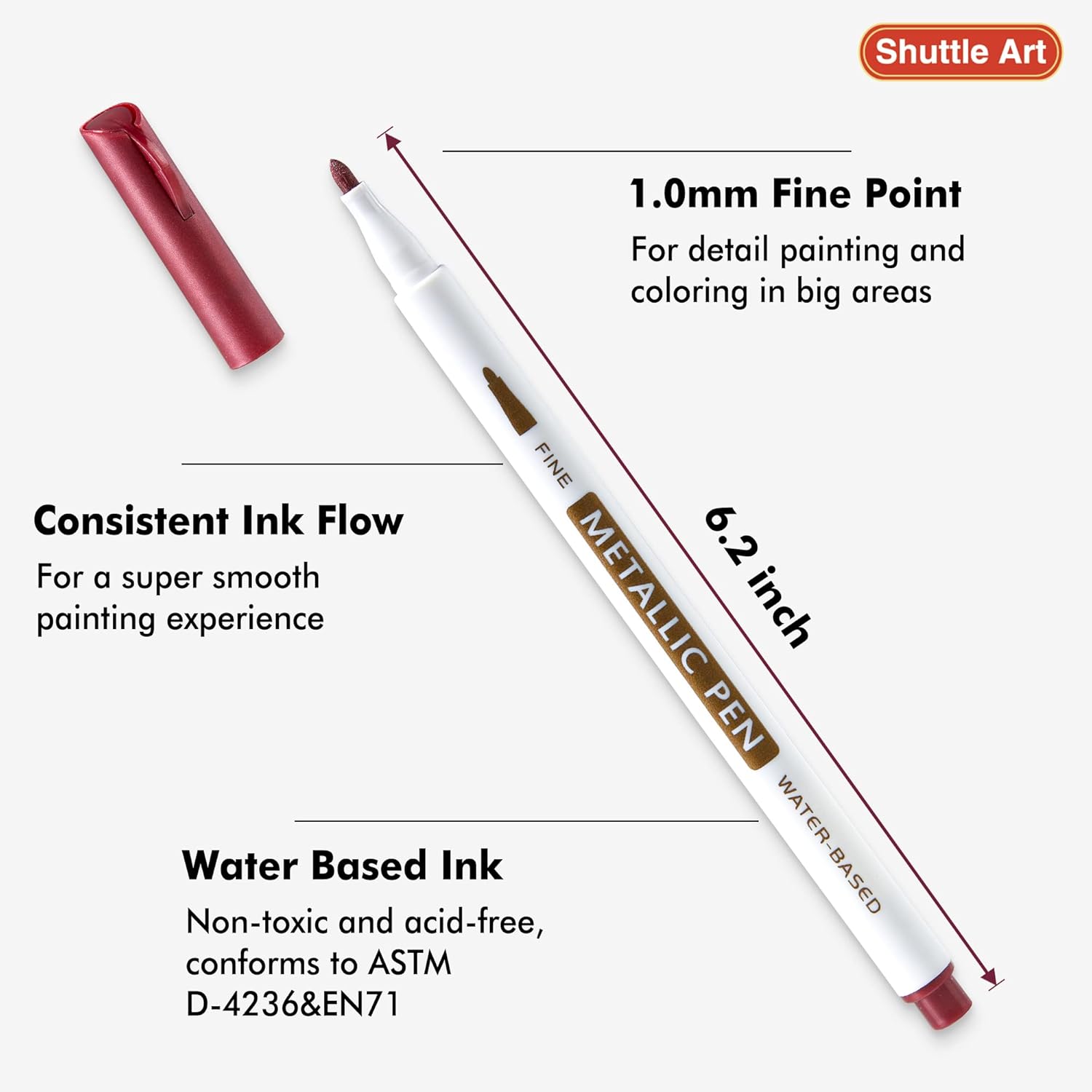 Metallic Pens Set, 30 Colours Metallic Marker Pens with 1 Book, Fine Tip - Image 2