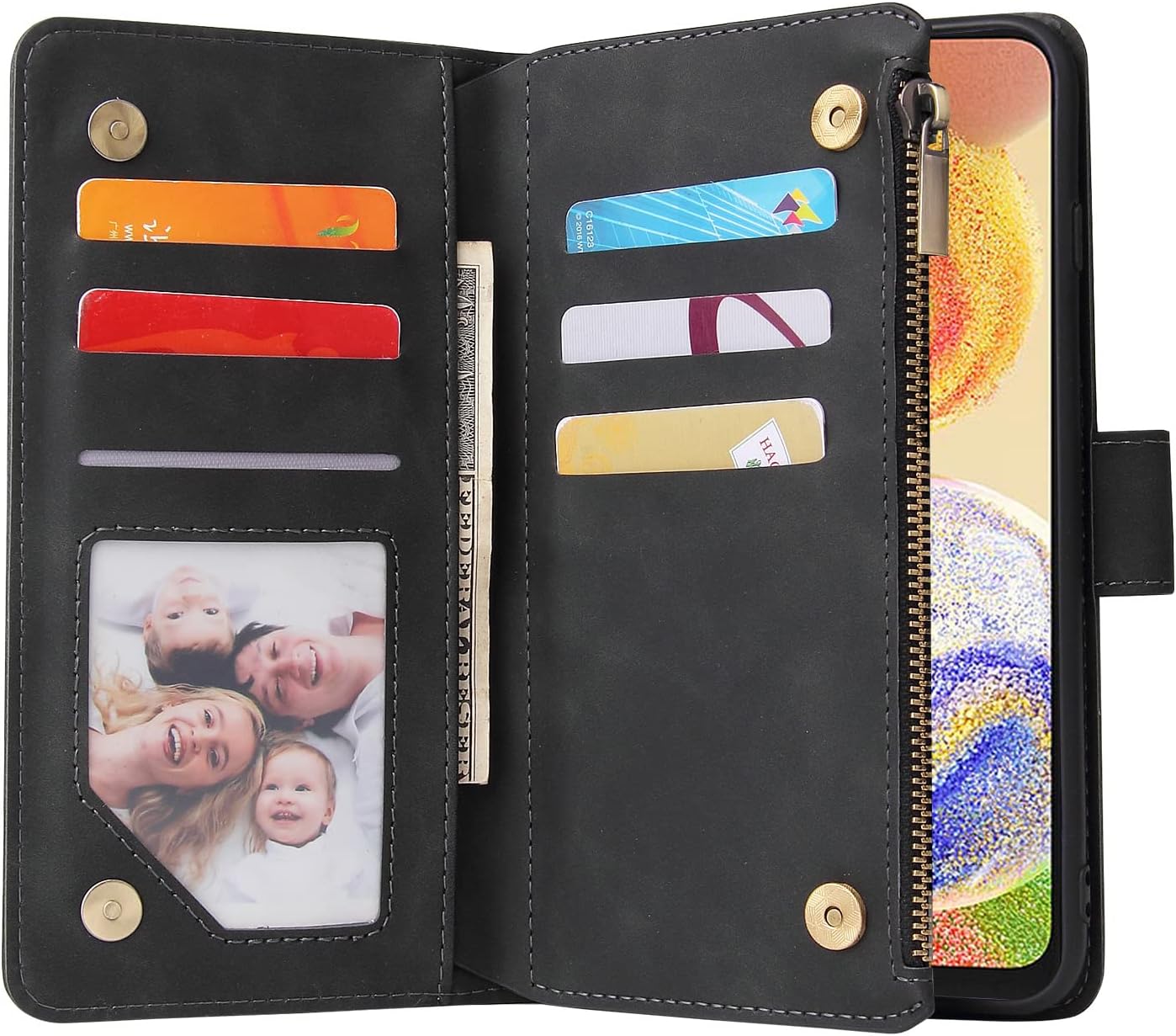 Samsung Galaxy A04 Tempered Glass Screen Protector and Leather Flip Wallet Case - Image 7
