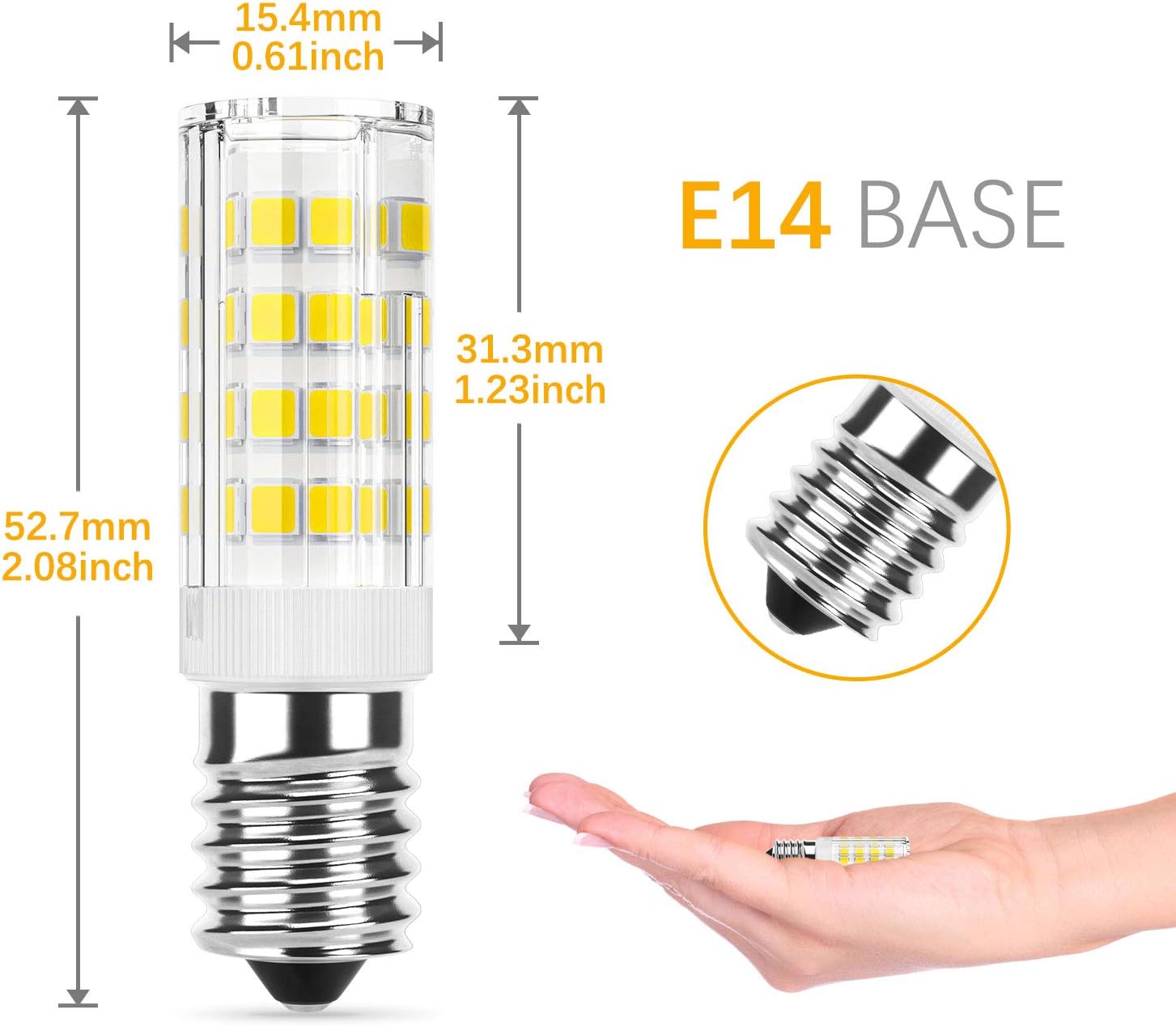 E14 LED Light Bulb 4W (40W Halogen Equivalent), Daylight White 6000K 400LM, 220V - Image 2