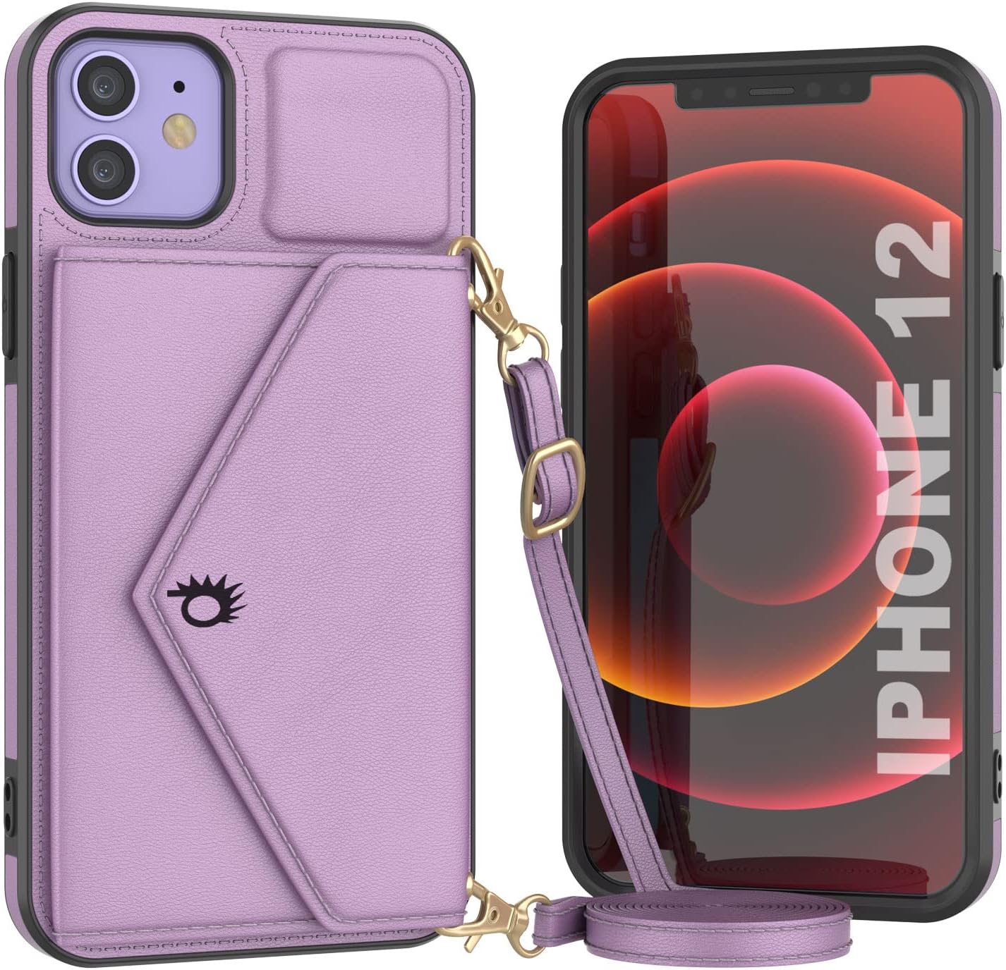 iPhone 12 Wallet Phone Case, PU Leather Crossbody Design W/Purse, Kickstand
