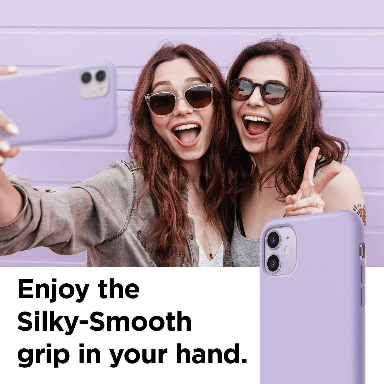 Liquid Silicone Case Designed for iPhone 11, Silicone, Full Coverage - Lavender - Image 4