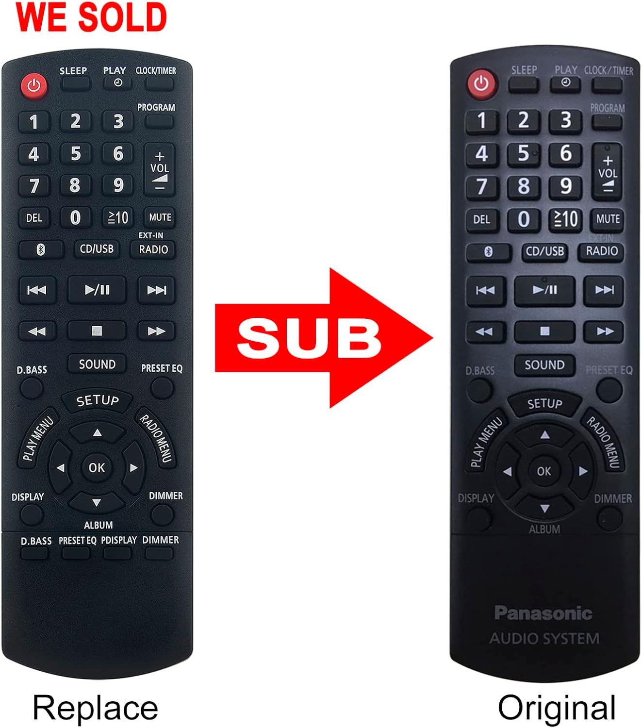 Replacement Remote fit for Panasonic CD Stereo System SC-PMX92 - Image 2