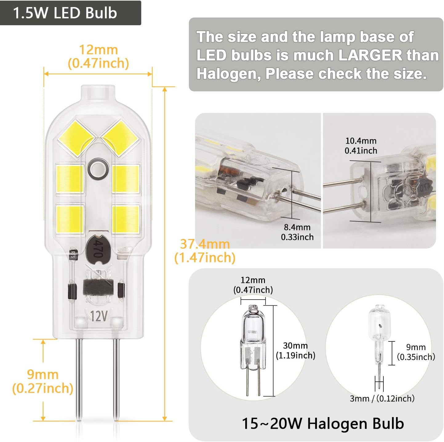 G4 LED Light Bulb Bi-Pin Base 1.5Watt 15-20W Halogen Bulb Equivalent- Pack of 10 - Image 2