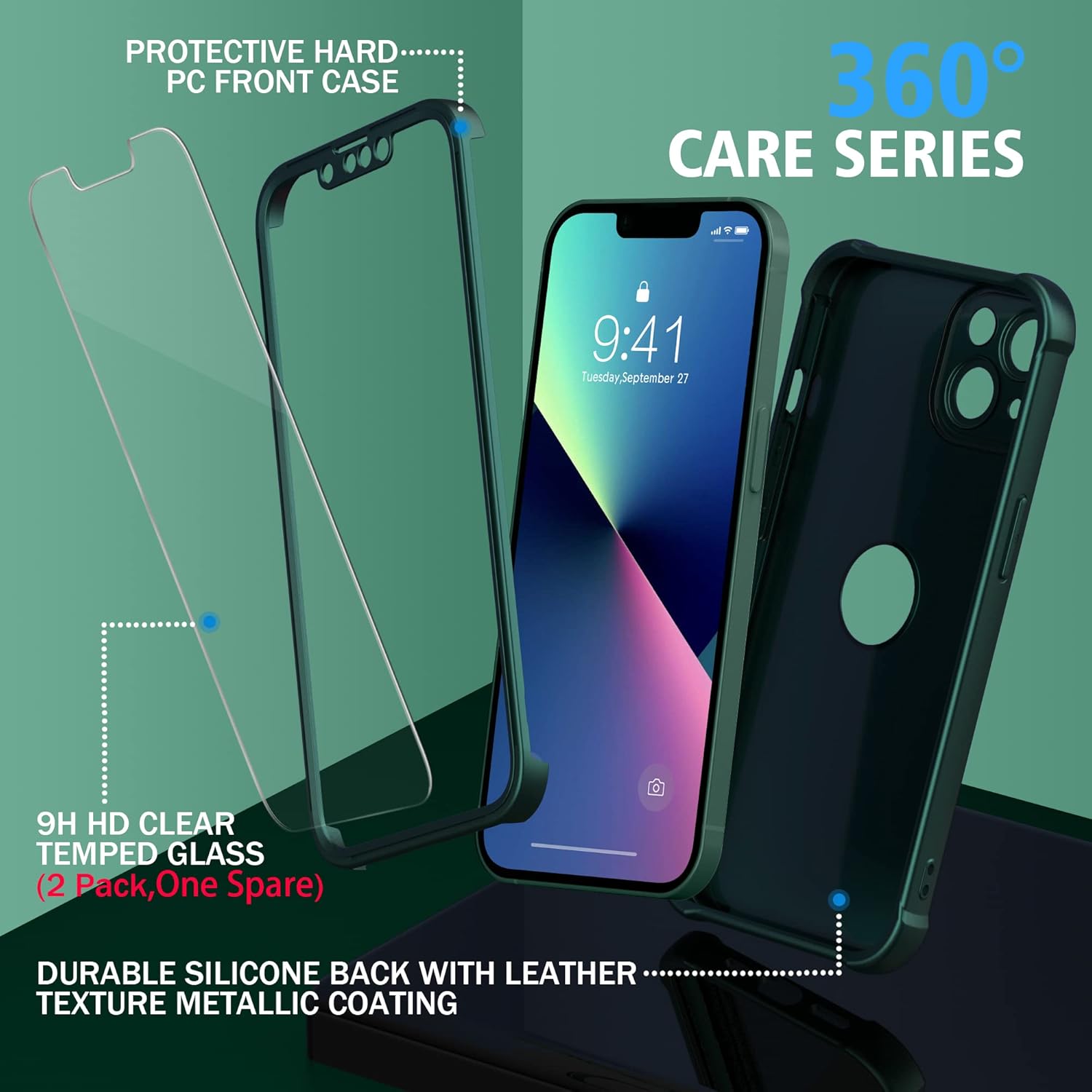 For iPhone 13 Case with Full Shockproof Body Protective Case - Green - Image 5