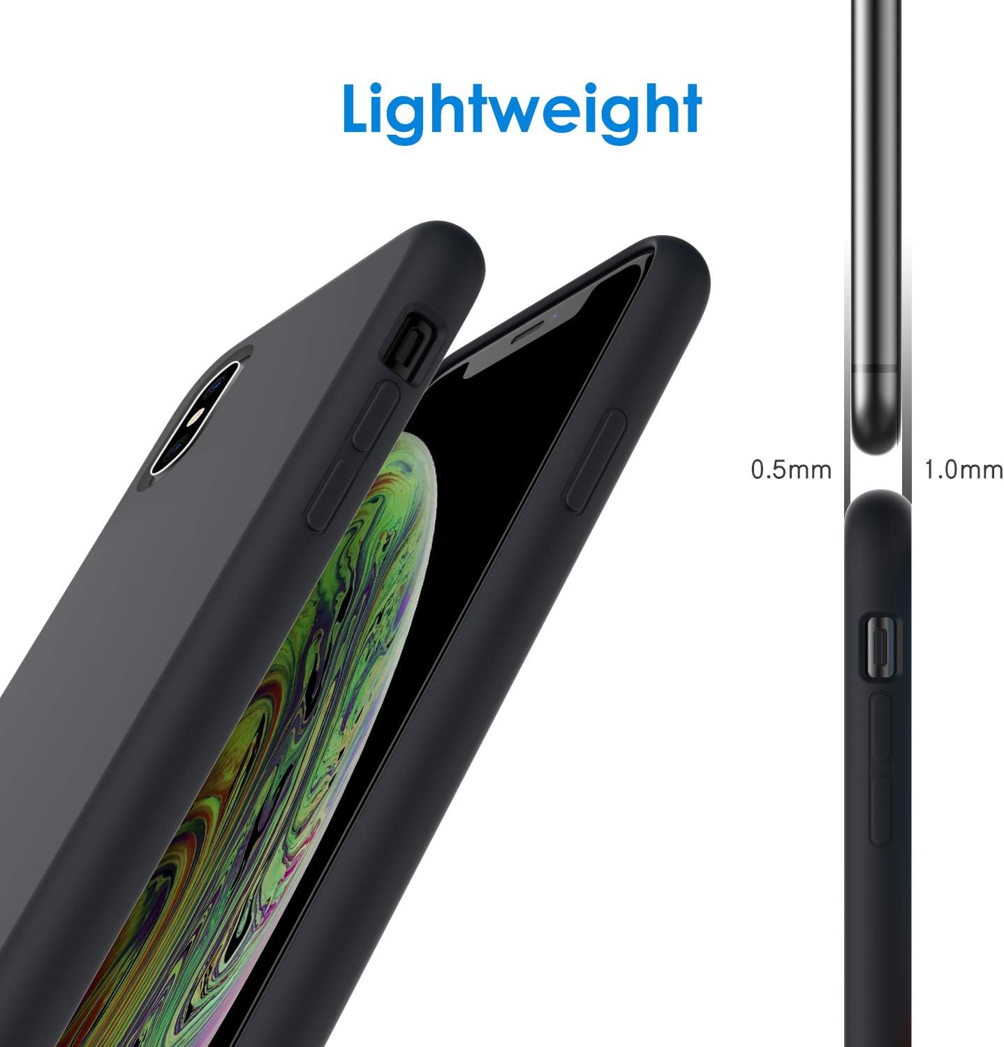 Silicone Case Compatible with iPhone Xs and iPhone X 5.8", Soft Touch (Black) - Image 5