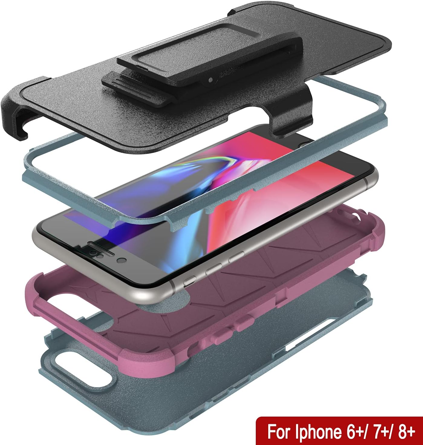 iPhone 7+ Plus Belt Clip Holster 4-1 Rugged & Protective Multilayer Phone Case - Image 4