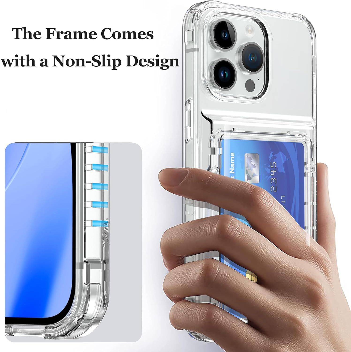 Crystal Clear Case for iPhone 15 Pro Max, Wallet Case and Stand Included (Clear) - Image 2