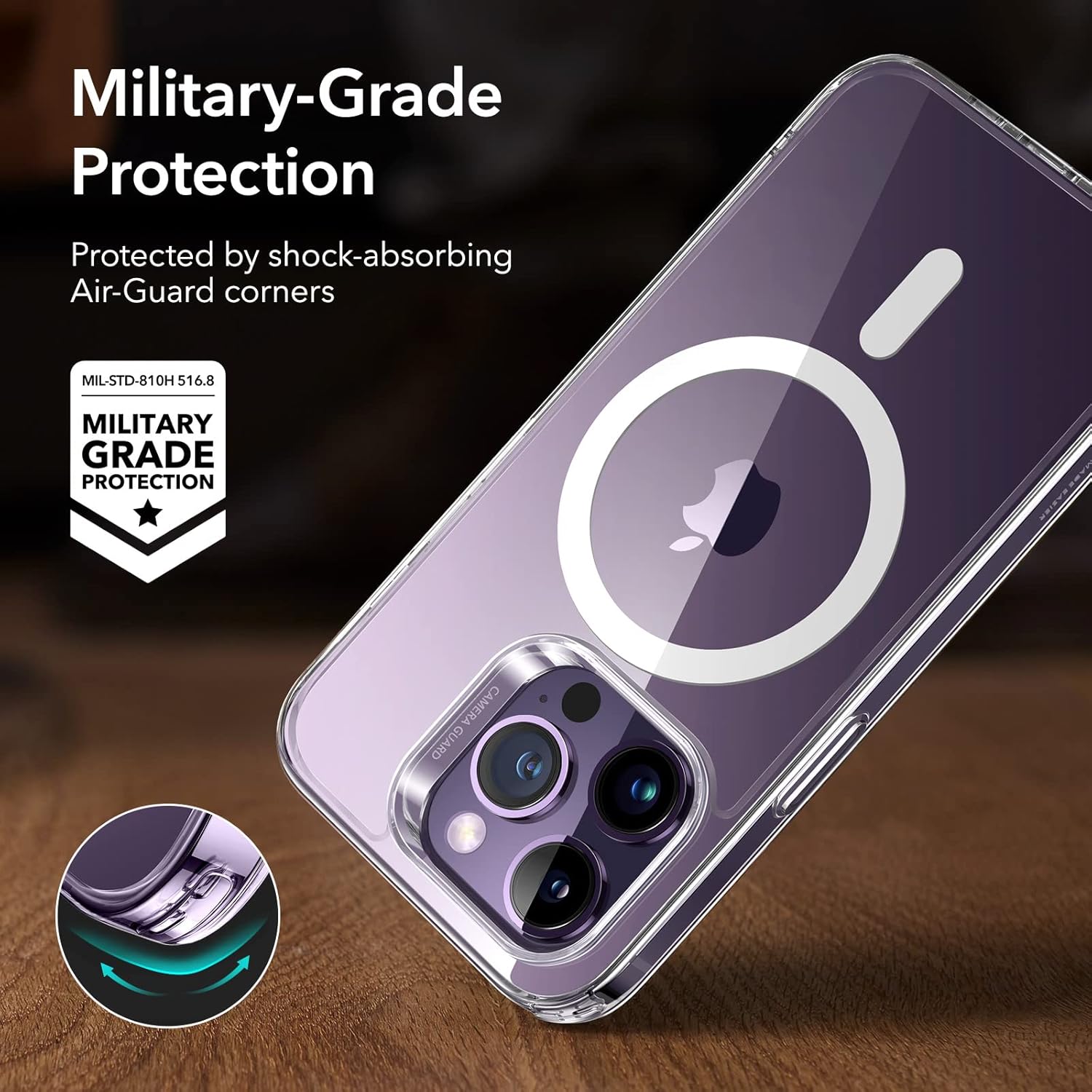For iPhone 14 Pro Case Magsafe with HaloLock, Shockproof Military-Grade - Clear - Image 5