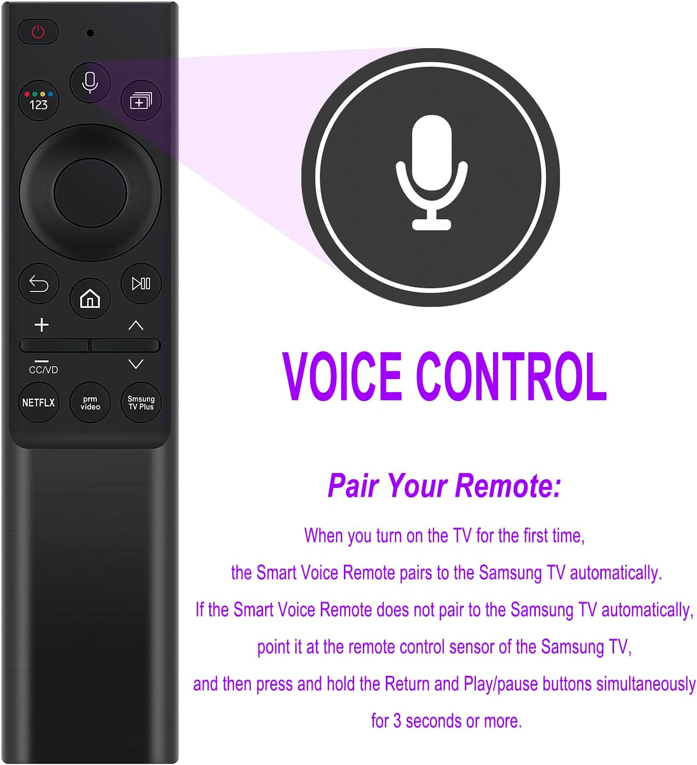 Voice Remote Replacement for Samsung TV QN85Q70AAFXZA QN32Q60AAFXZA - Image 2
