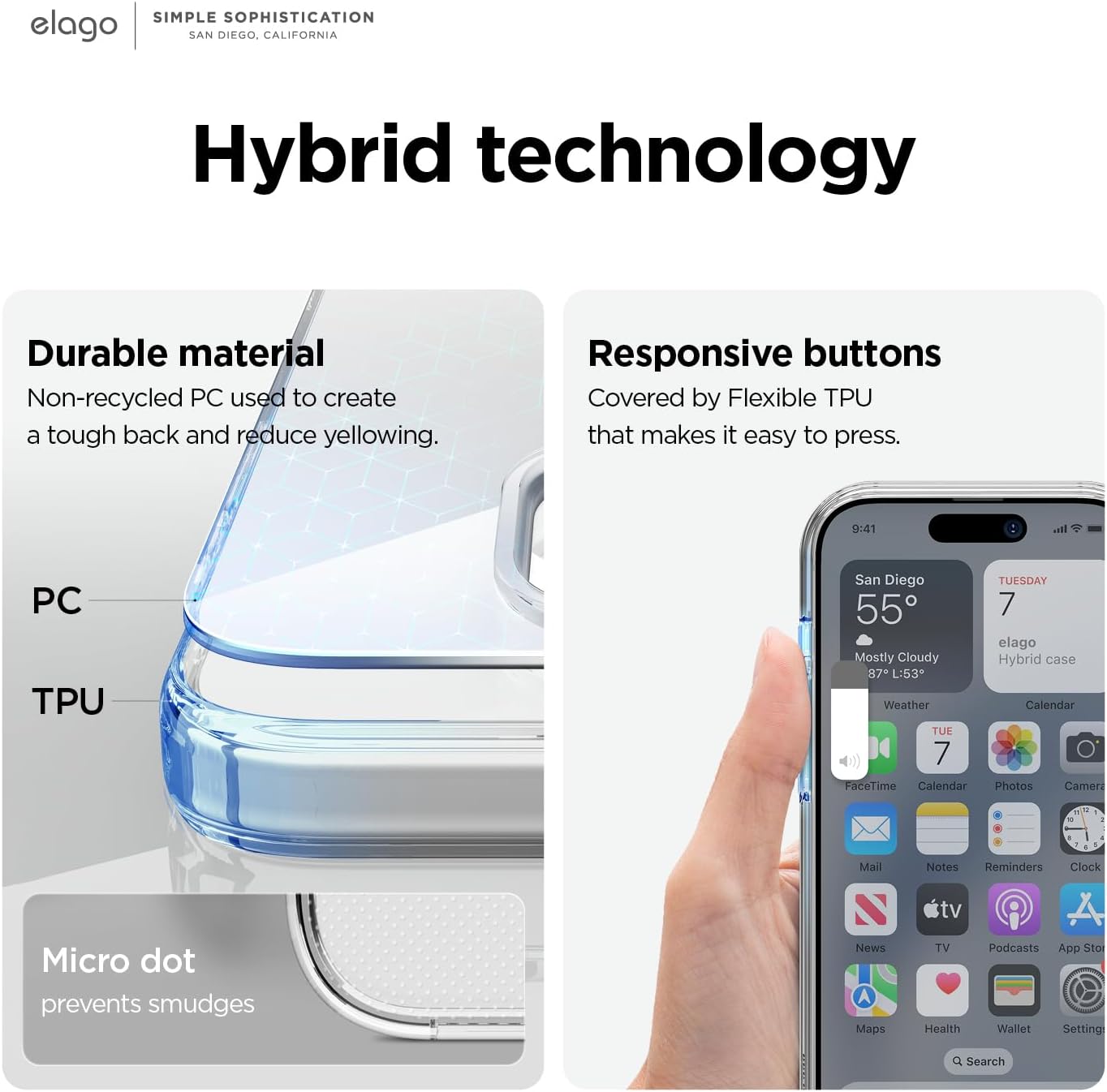 Hybrid Clear Case Compatible with iPhone 15 Pro, Military Grade Drop Protection - Image 5