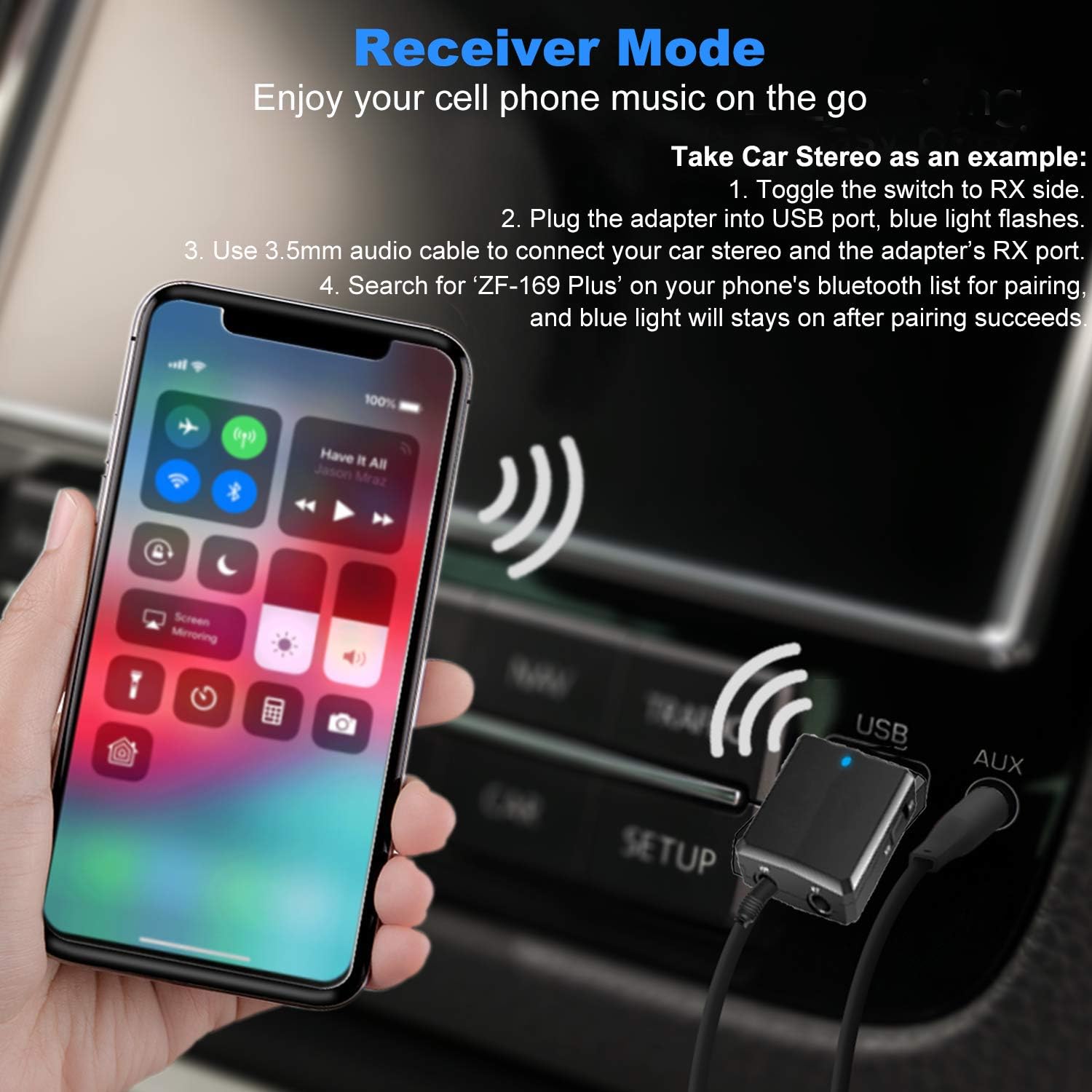 USB Bluetooth 5.0 Audio Transmitter Receiver 3 in 1, Mini Bluetooth AUX Adapter - Image 6