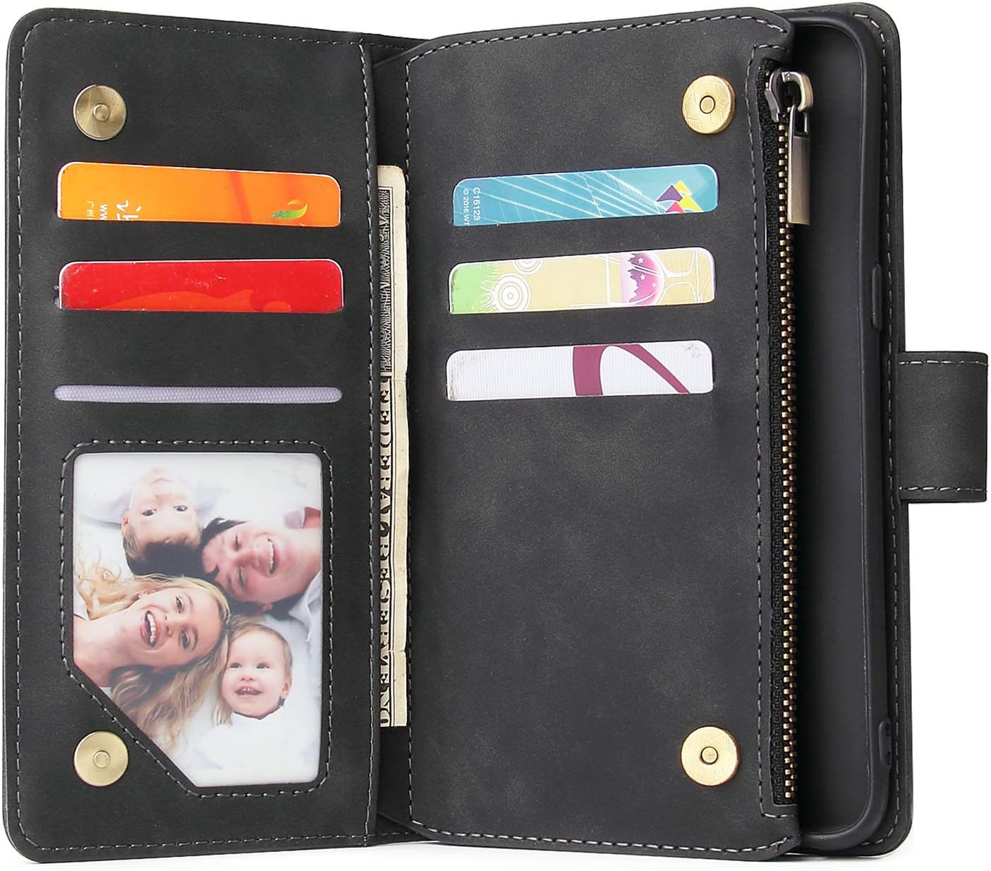 For Samsung Galaxy S8 Tempered Glass Screen Protector and Leather Flip Wallet - Image 5