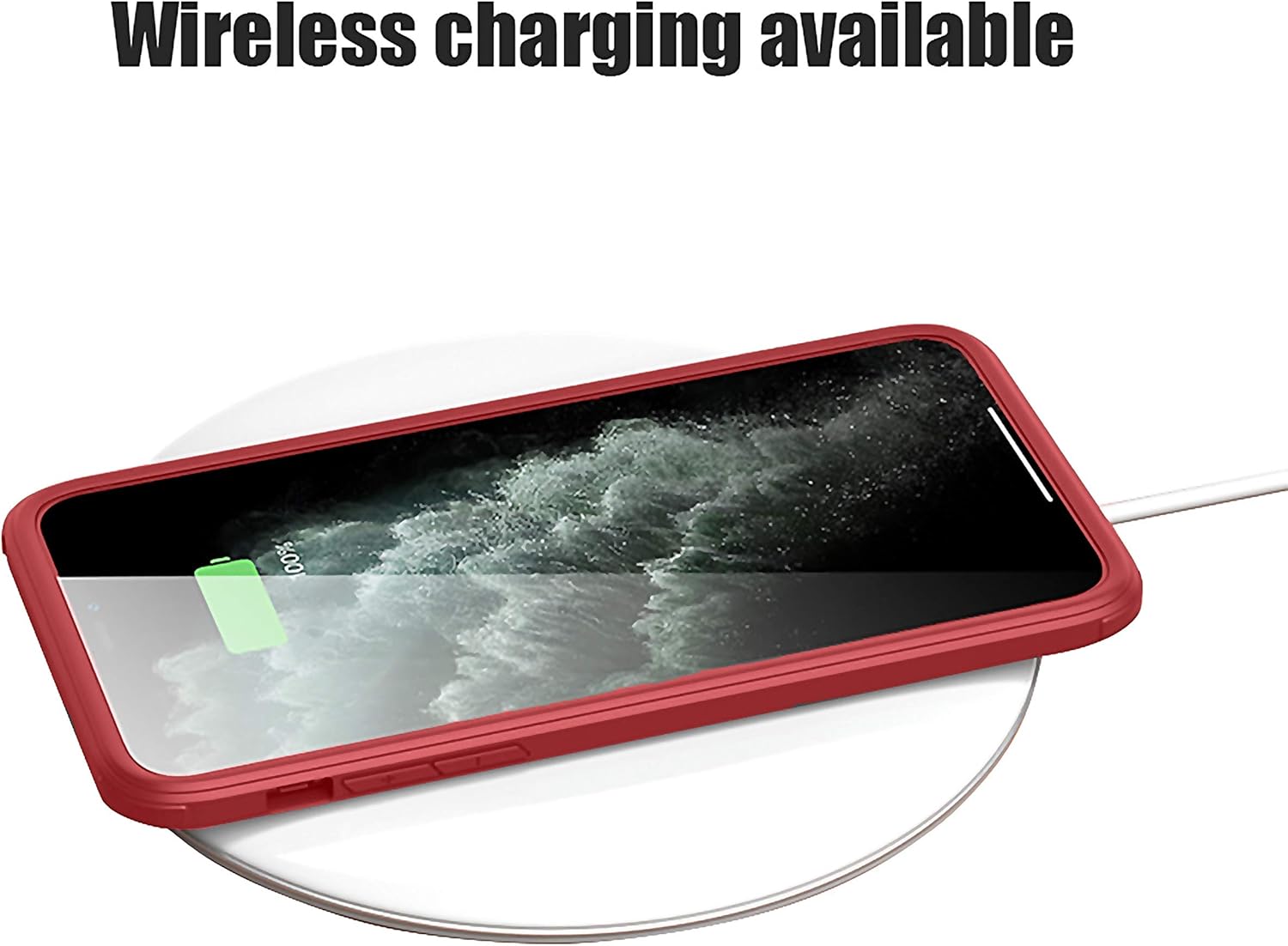 Dual Layer Rugged Protective Clear Case with Built-in Screen for iPhone 13 - Red - Image 6