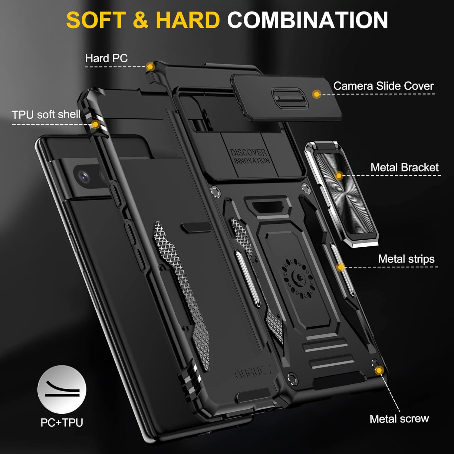 Google Pixel 8 PRO, Shockproof Hard PC Holder Stand Protective Case - Image 7