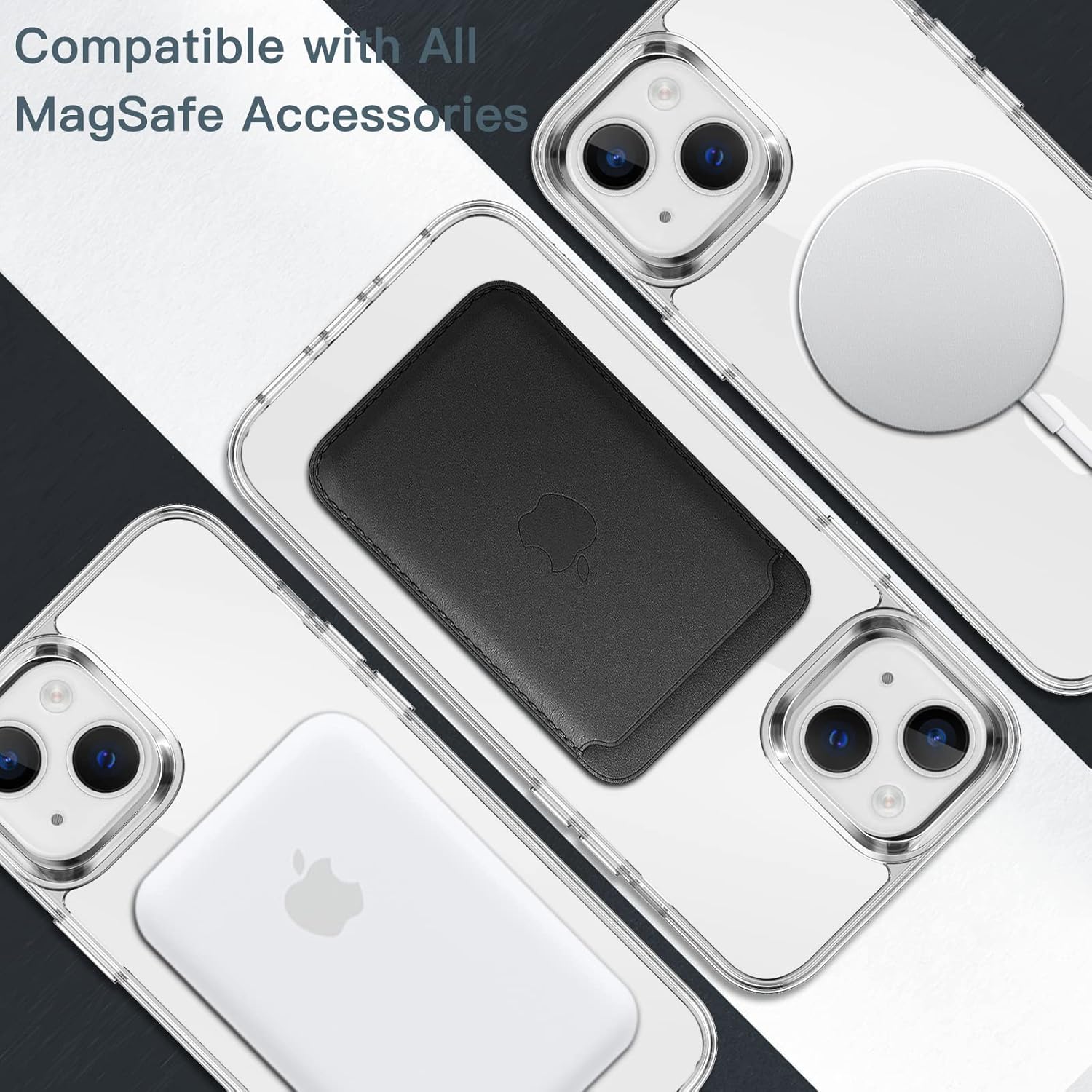 Magnetic Case for iPhone 14 Shockproof Phone Bumper Cover, Anti-Scratch (Clear) - Image 4