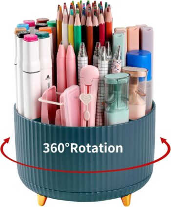 Desk Pencil Pen Holder, 5 Slots 360°Degree Rotating Organizers for Desk