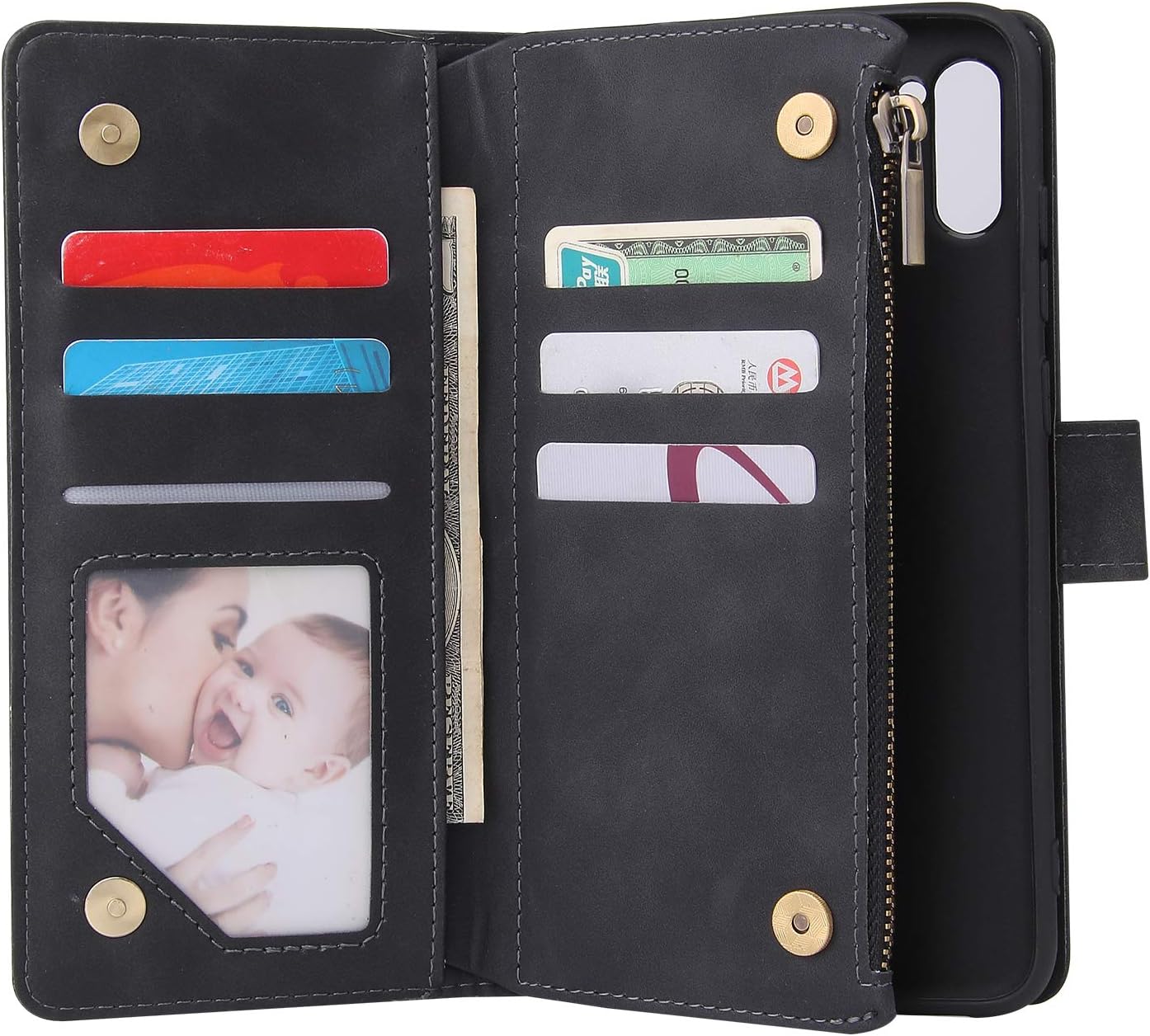For Samsung Galaxy A11 Tempered Glass Screen Protector and Leather Flip Wallet - Image 4