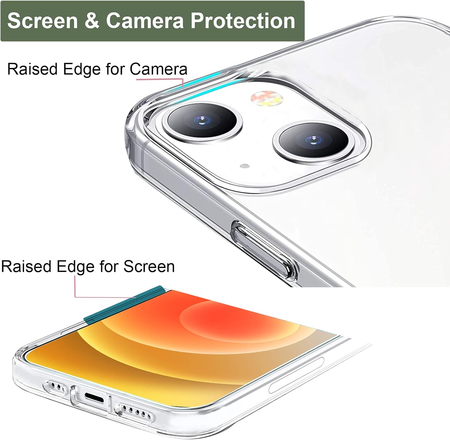 For iPhone 13 Mini Embossed Slim Protective 5.4 Inch Clear Case - Image 2