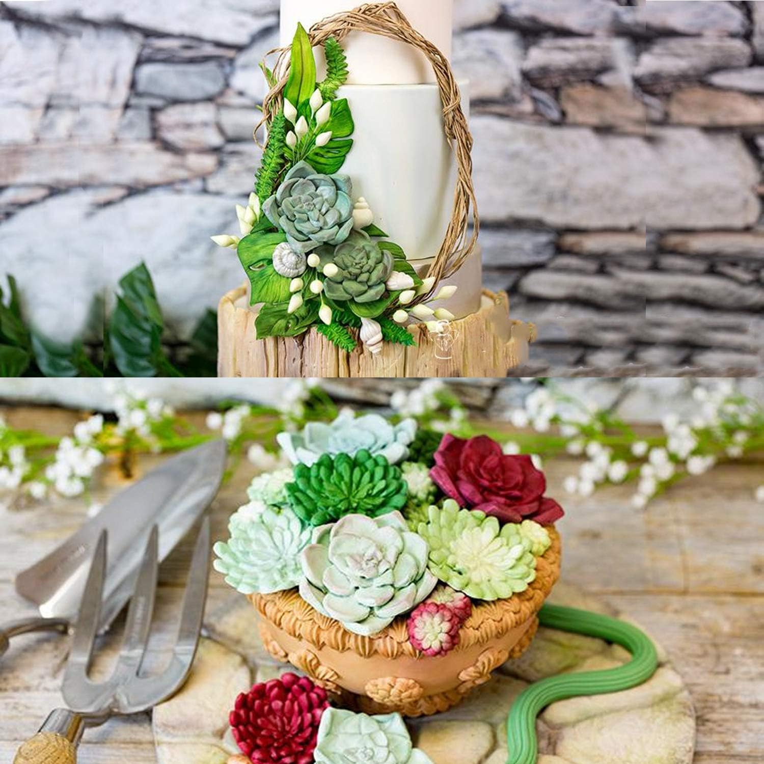 2PCS Fondant Mold Succulent Silicone Fondant Mold Fern Fondant Succulent Leaves - Image 5