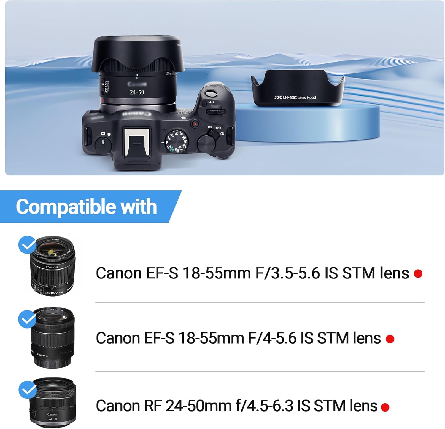 Reversible Lens Hood Bayonet for Canon EF-S 18-55mm F3.5-5.6 - Black - Image 2