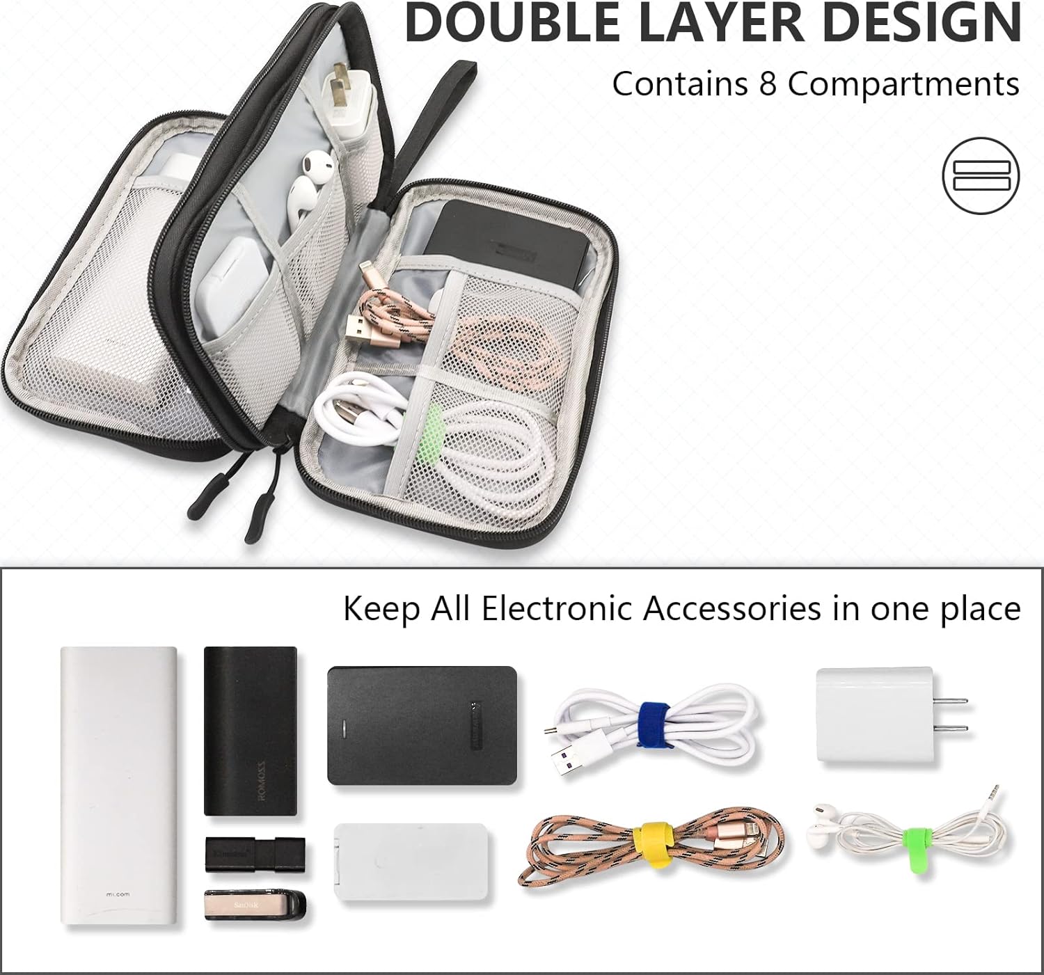 Cable Organizer Bag, Portable Travel cord organizer case, All in One Waterproof - Image 3