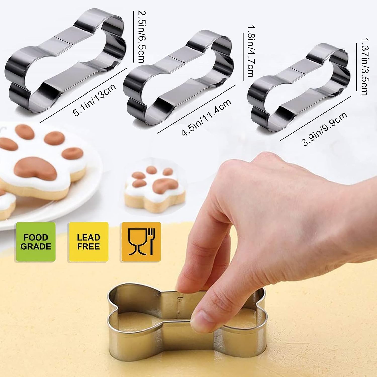 2 in 1 Silicone Molds,2 Pack Silicone Puppy Paw Print & Dog Bone Shaped Molds - Image 4