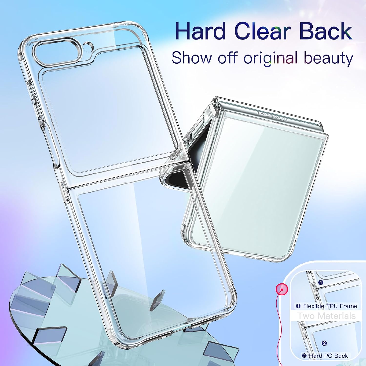 Samsung Galaxy Z Flip 5 2023, Transparent Protective Shockproof Case (Clear) - Image 3