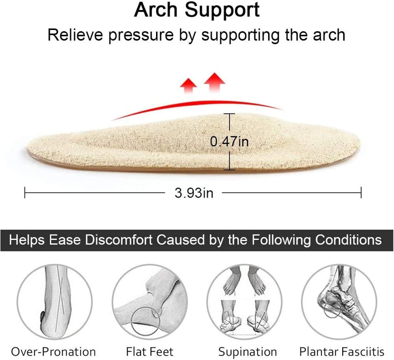 Gel Arch Support Cushions for Flat Feet, Shoe Insoles (6 Colors - 6 Pairs) - Image 6
