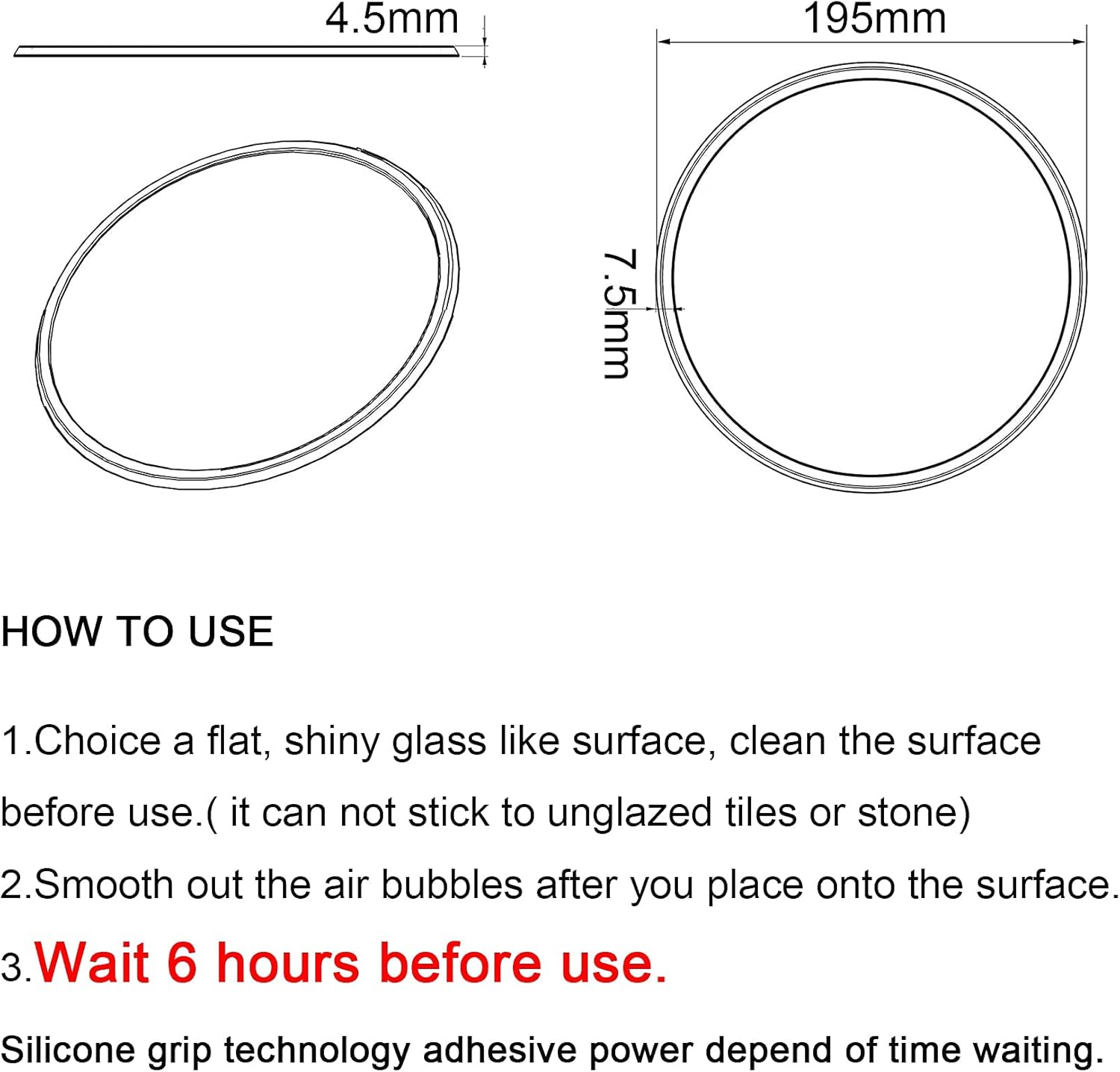 Small Wall Mirror Black Silicone Shower Mirror 7.67 Inch Small Mirror for Wall - Image 2