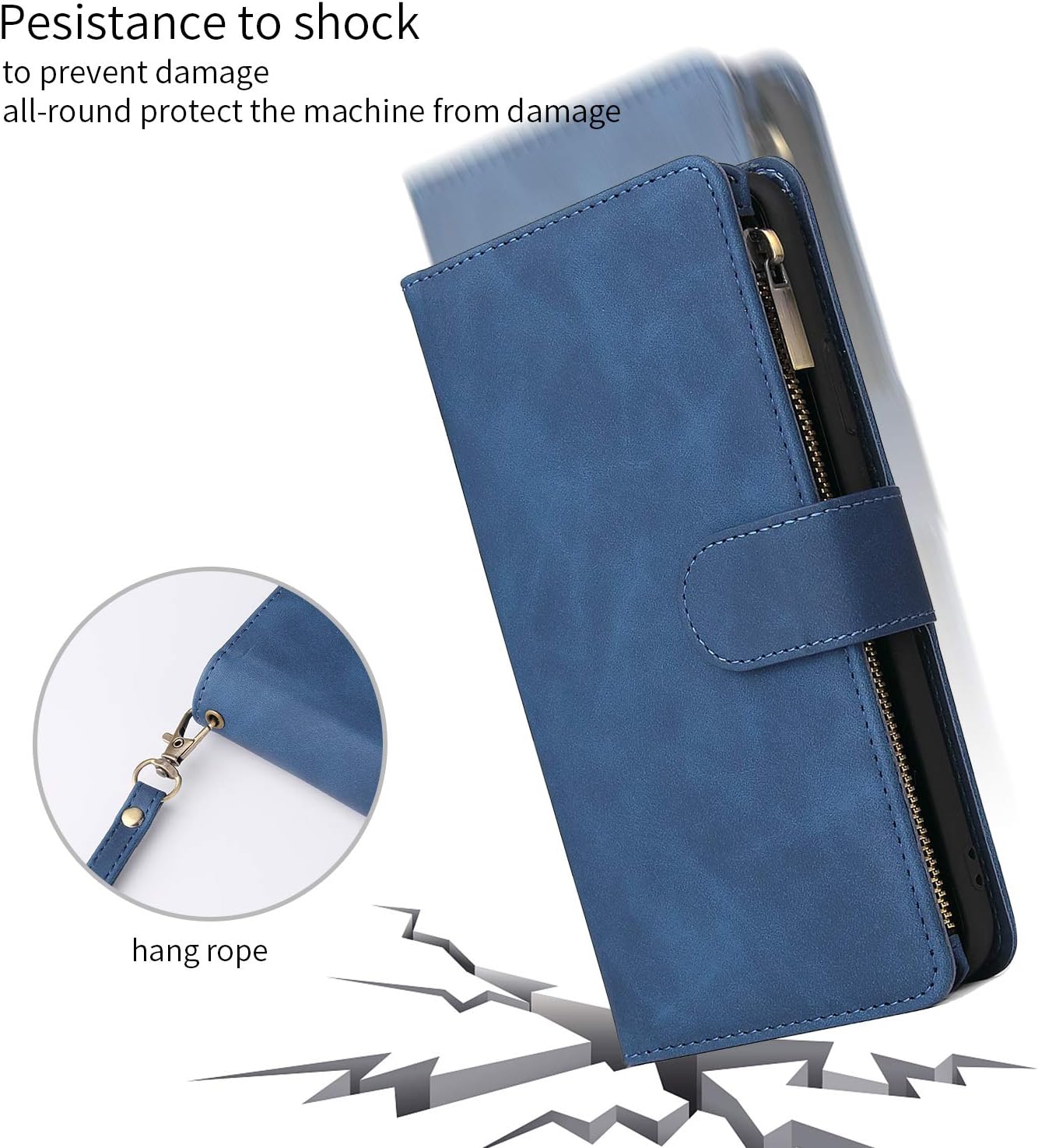 iPhone XR, Premium Vintage PU Leather Magnetic Zipper Pocket Kickstand Case - Image 5