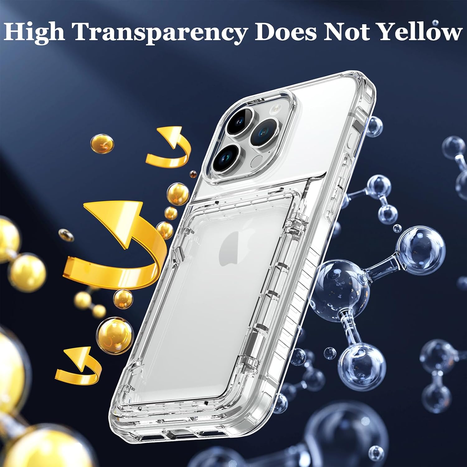 Crystal Clear Case for iPhone 15 Pro Max, Wallet Case and Stand Included (Clear) - Image 5