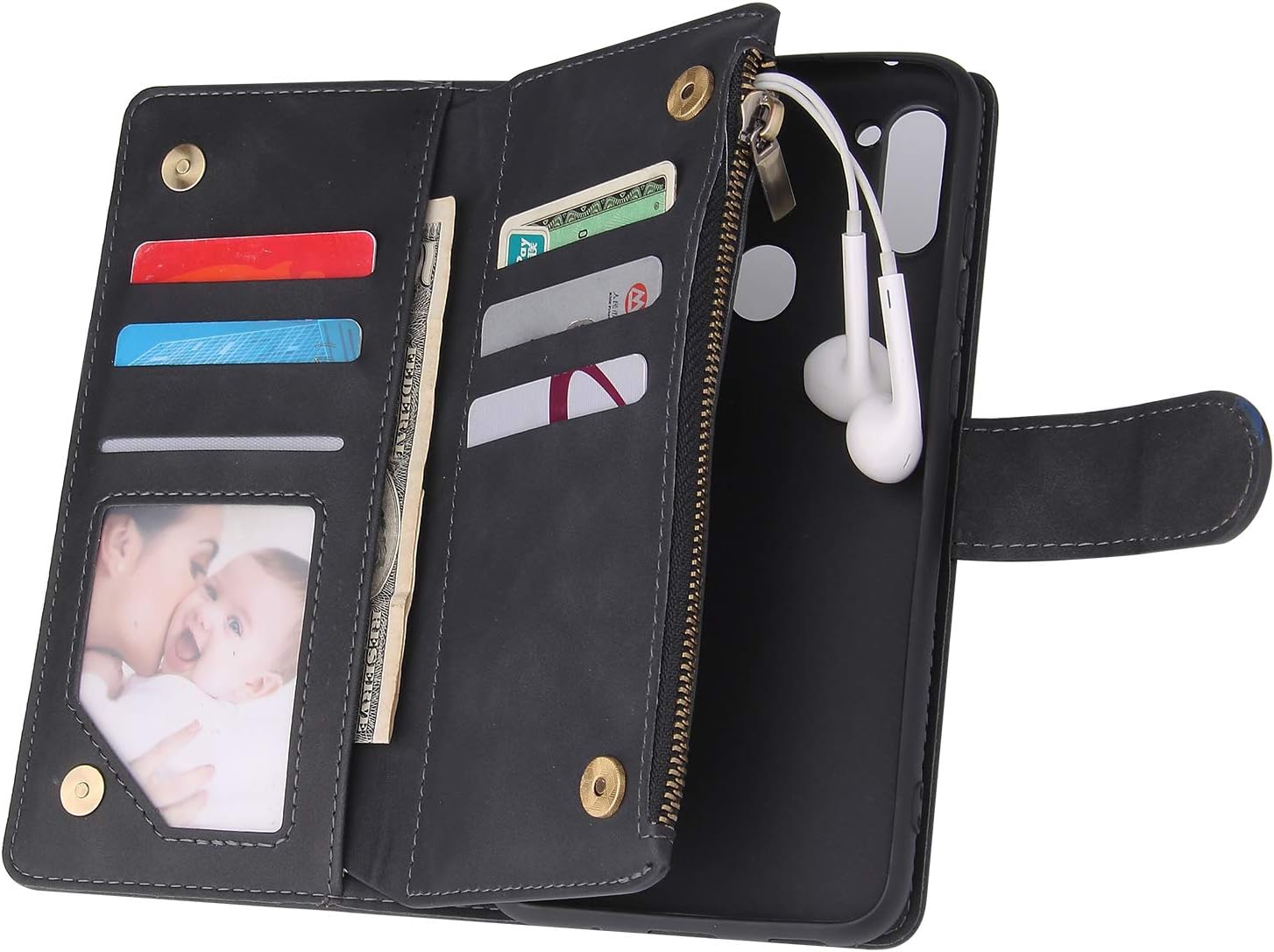For Samsung Galaxy A11 Tempered Glass Screen Protector and Leather Flip Wallet - Image 7