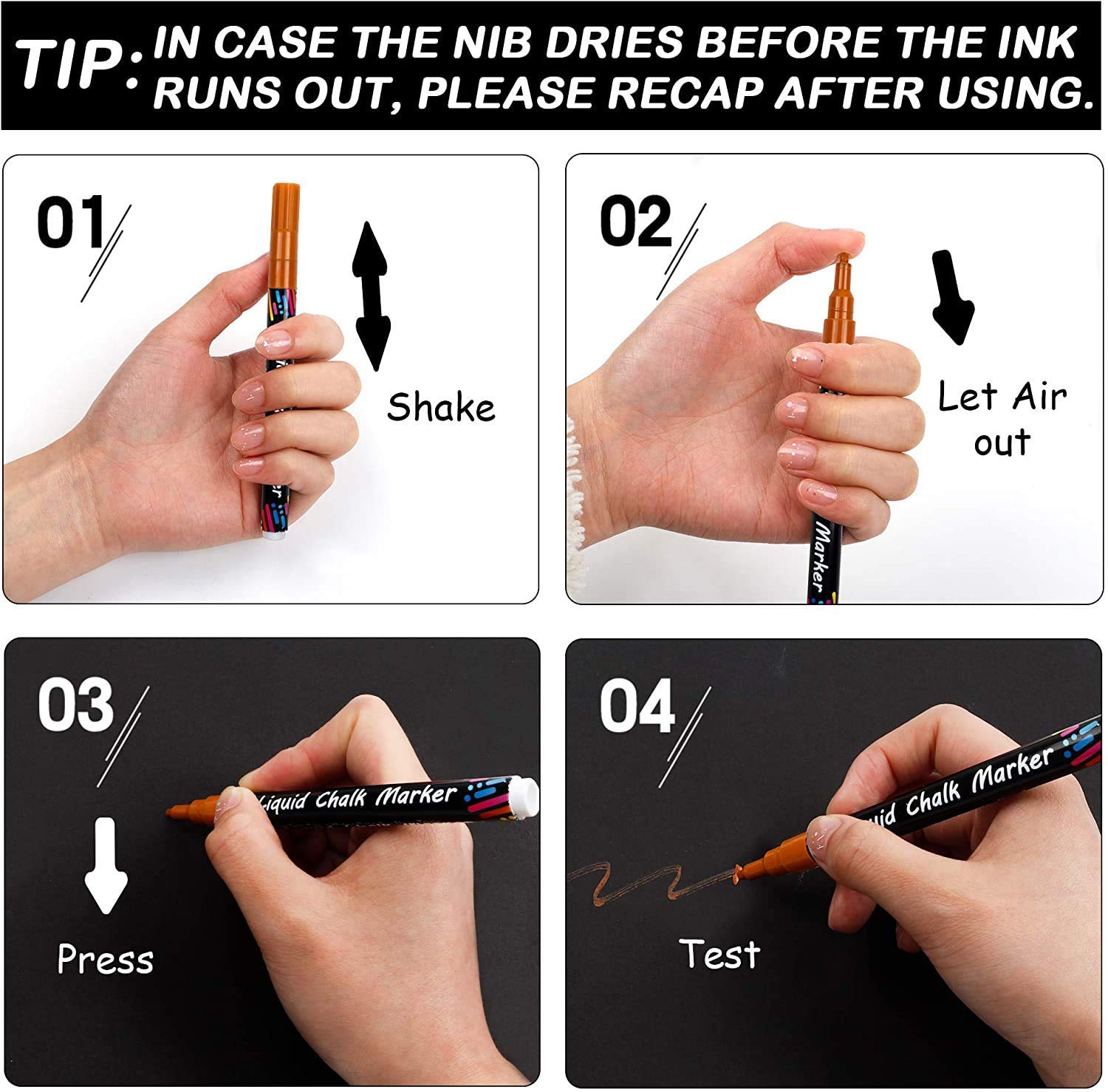 Chalk Markers, 24 Vibrant Colors Liquid Chalk Markers Pens for Chalkboards - Image 3