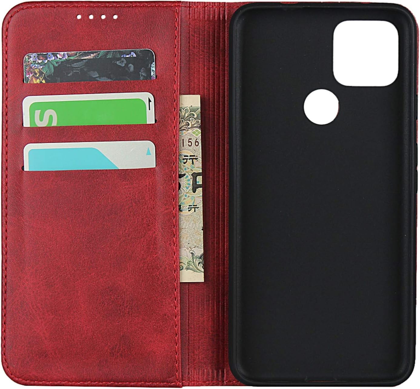 Cover for Google Pixel 4a 5G Case, Cowhide Pattern Leather Case (6.2") -Wine Red - Image 3