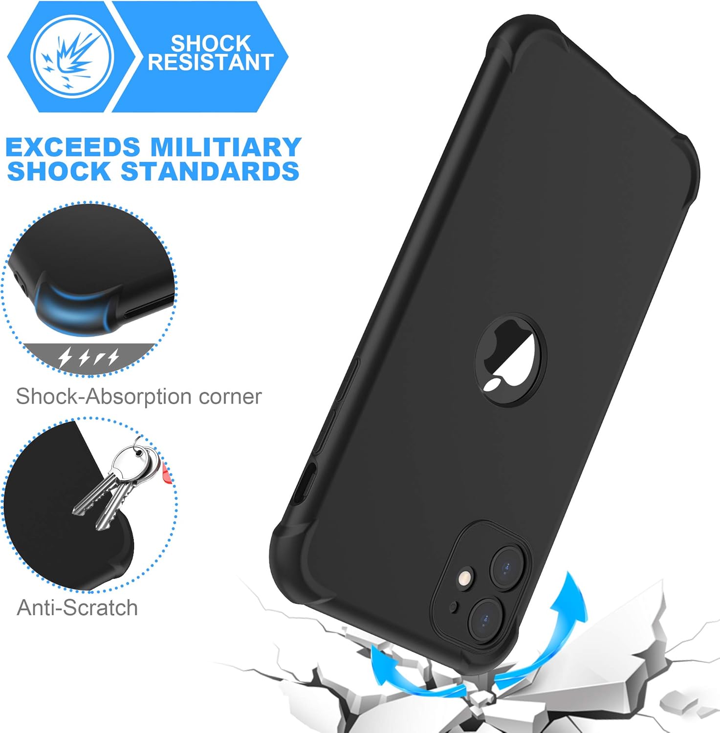 For iPhone 11 Case with 2 x Tempered Glass Screen Protector Shockproof Case - Image 6